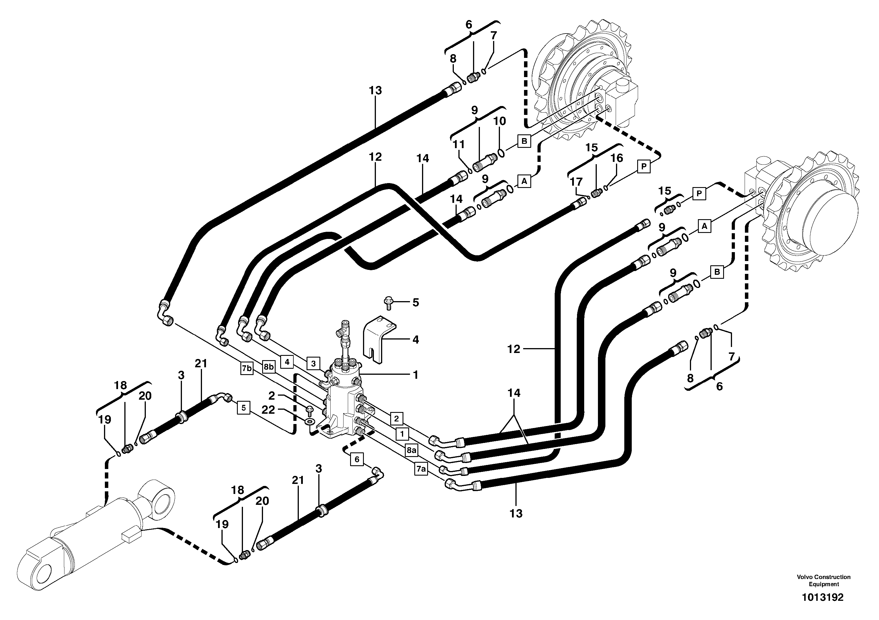 Схема запчастей Volvo EC35 TYPE 283 - 2878 Hydraulic circuit ( lower frame ) 