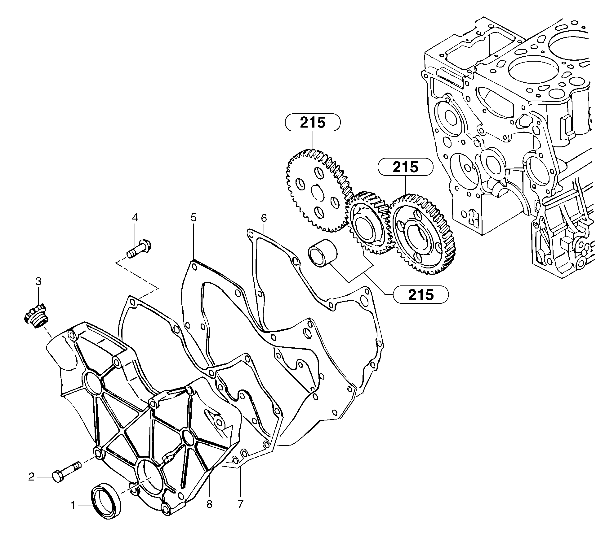 Схема запчастей Volvo EC35 TYPE 283 - 310 Timing gear casing 