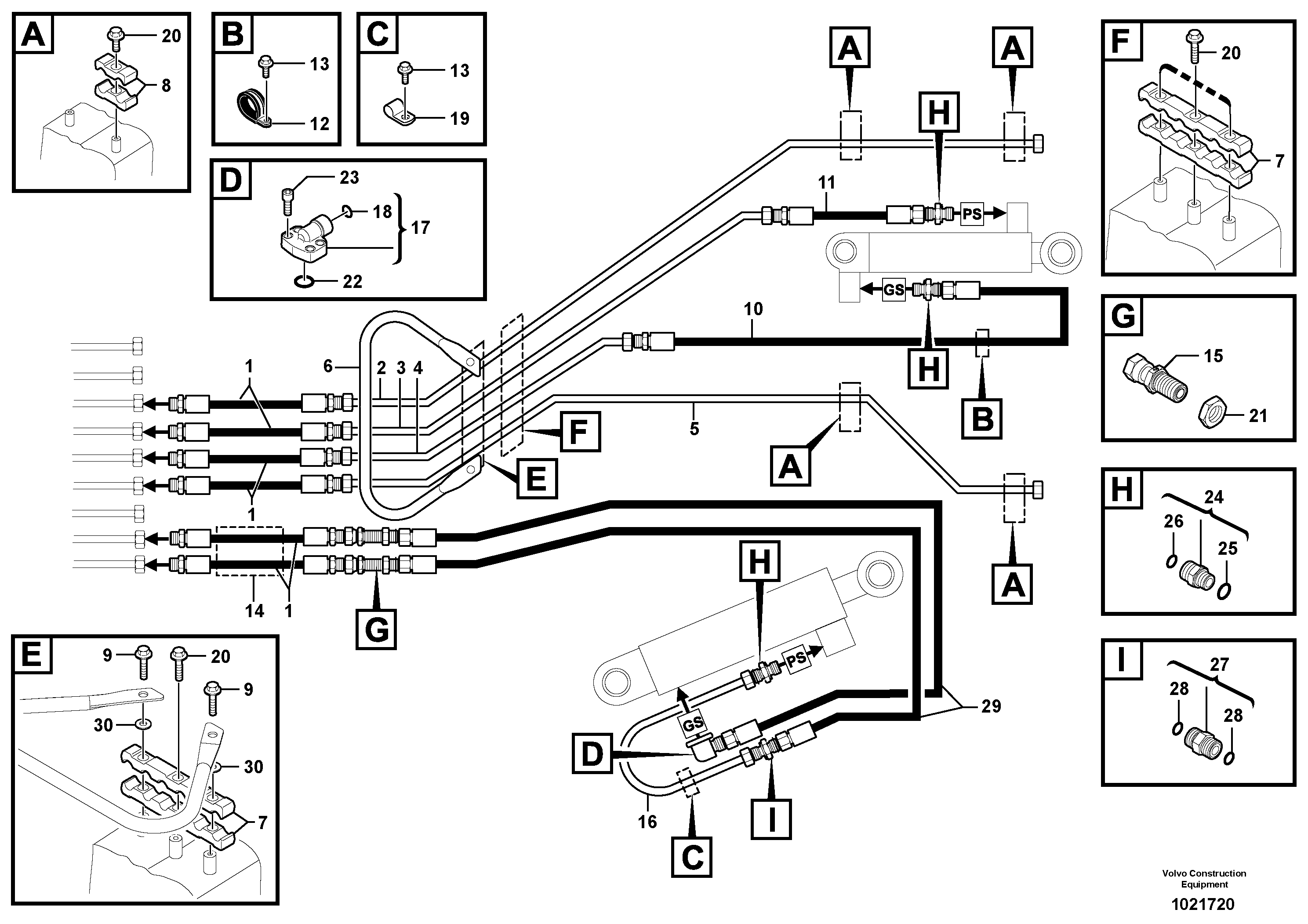 Схема запчастей Volvo EC35 TYPE 283 - 2898 Hydraulic circuit ( boom ) 