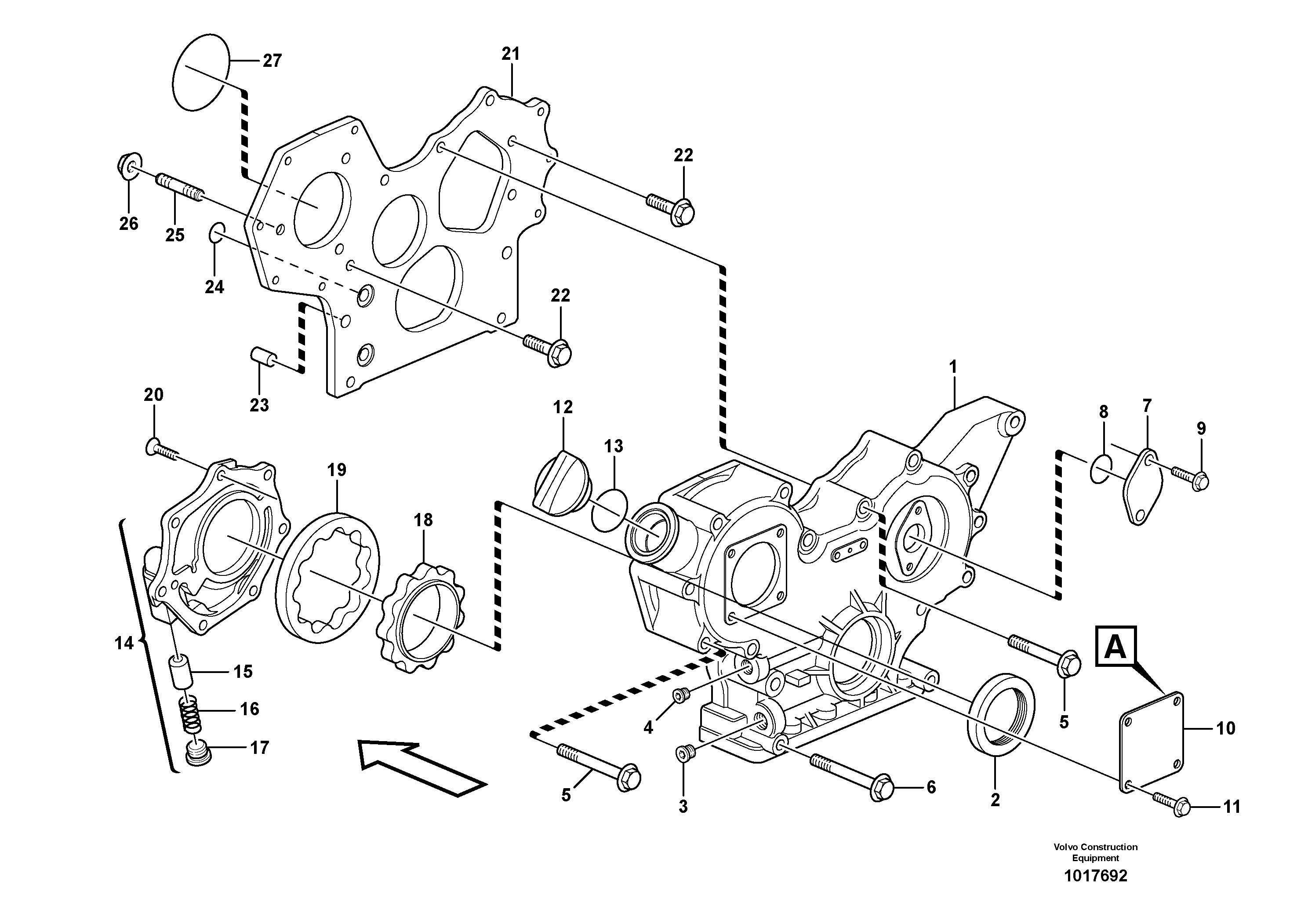 Схема запчастей Volvo EC35 TYPE 283 - 320 Timing gear casing and gears 