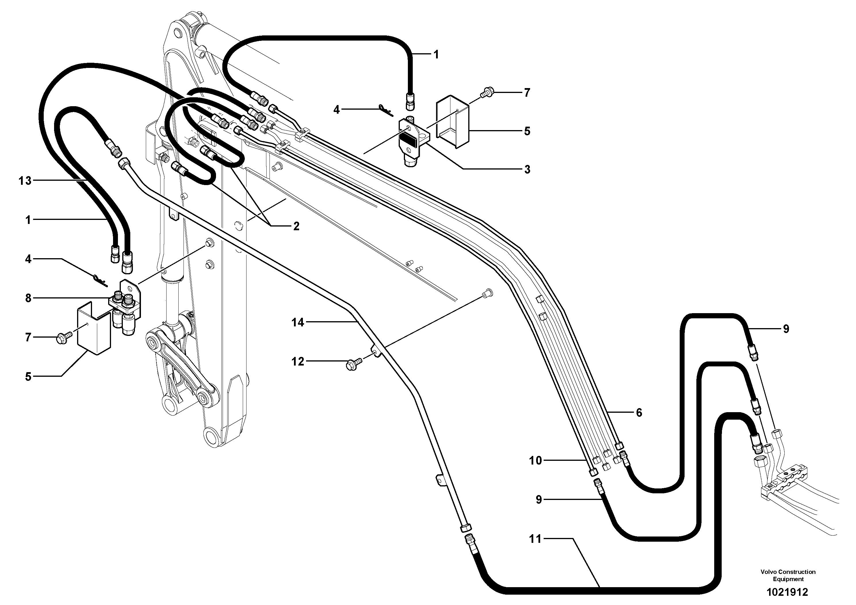 Схема запчастей Volvo EC35 TYPE 283 - 2905 Hydraulic circuit ( double-acting ) 