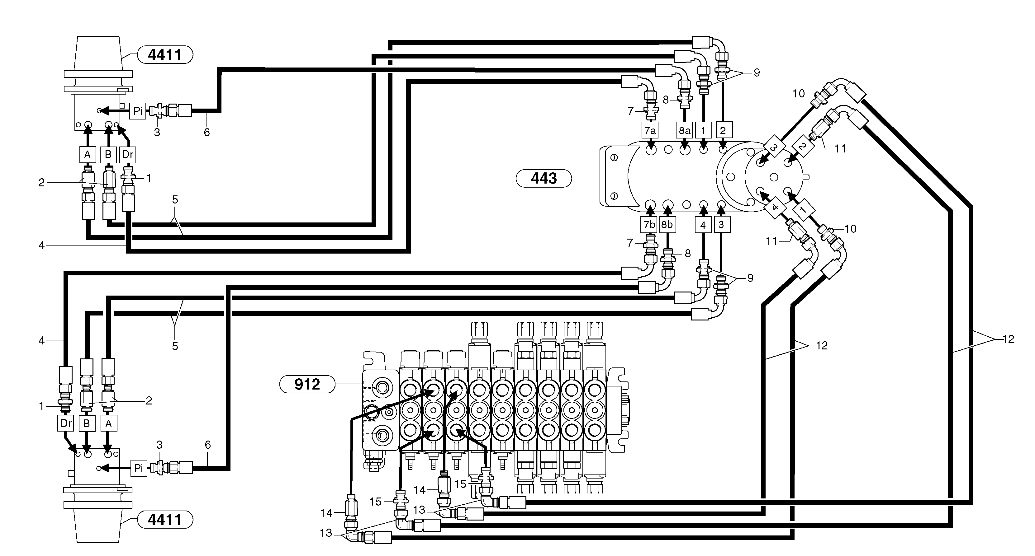 Схема запчастей Volvo EC35 TYPE 283 - 38698 Hydr. circuit. ( travelling ) 