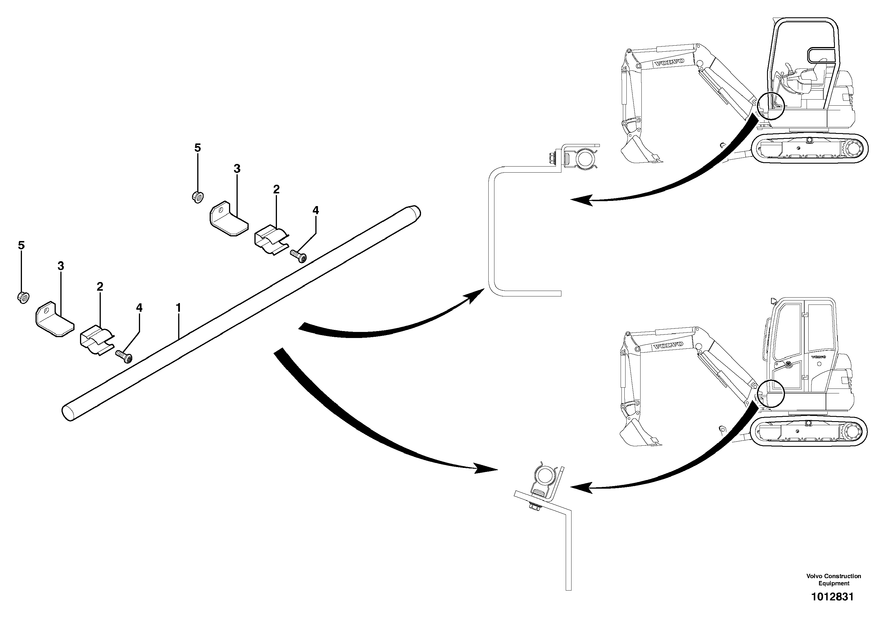 Схема запчастей Volvo EC35 TYPE 283 - 2921 Lever 