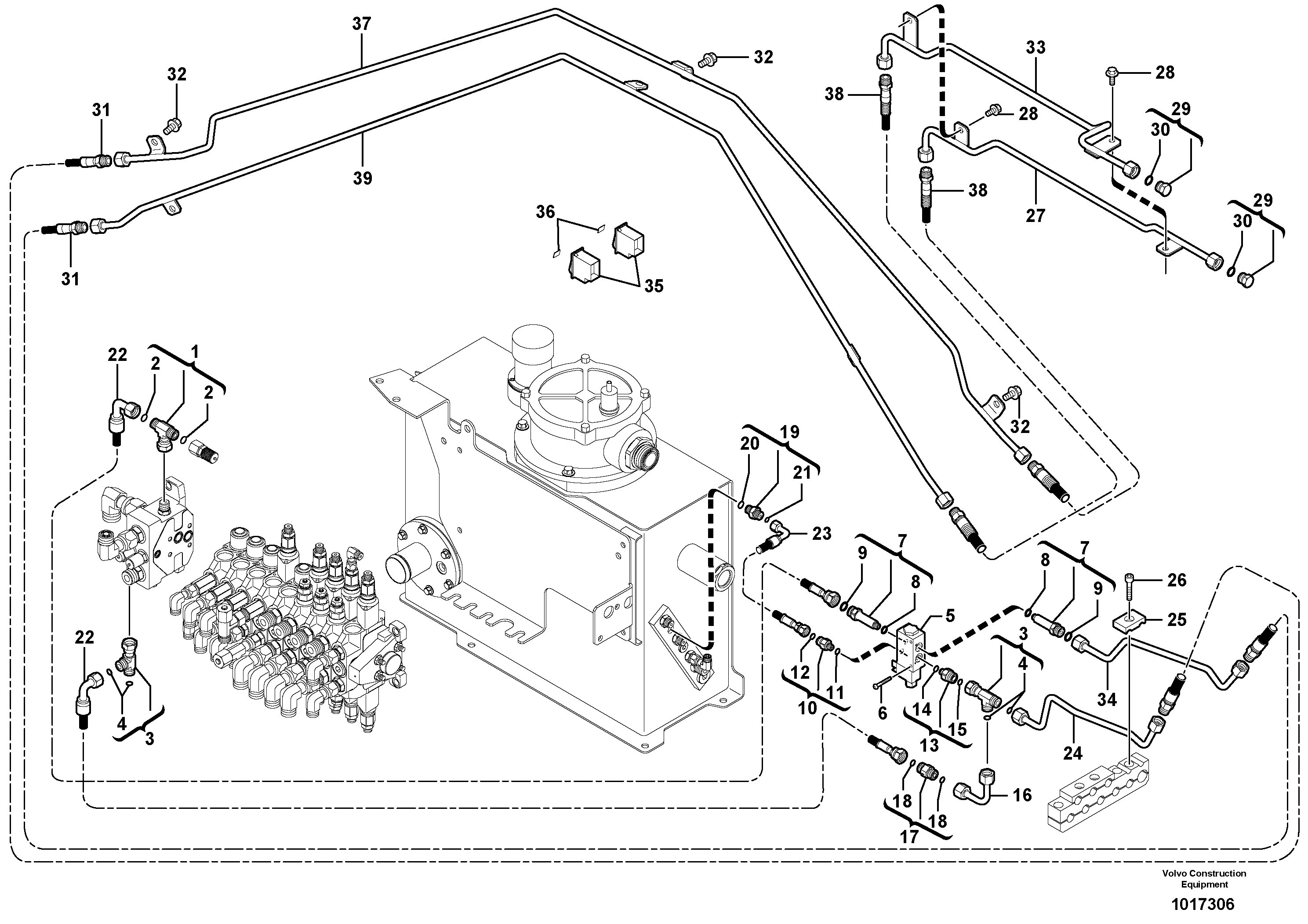 Схема запчастей Volvo EC35 TYPE 283 - 2925 Hyd. circuit (quickfit/double-acting) 