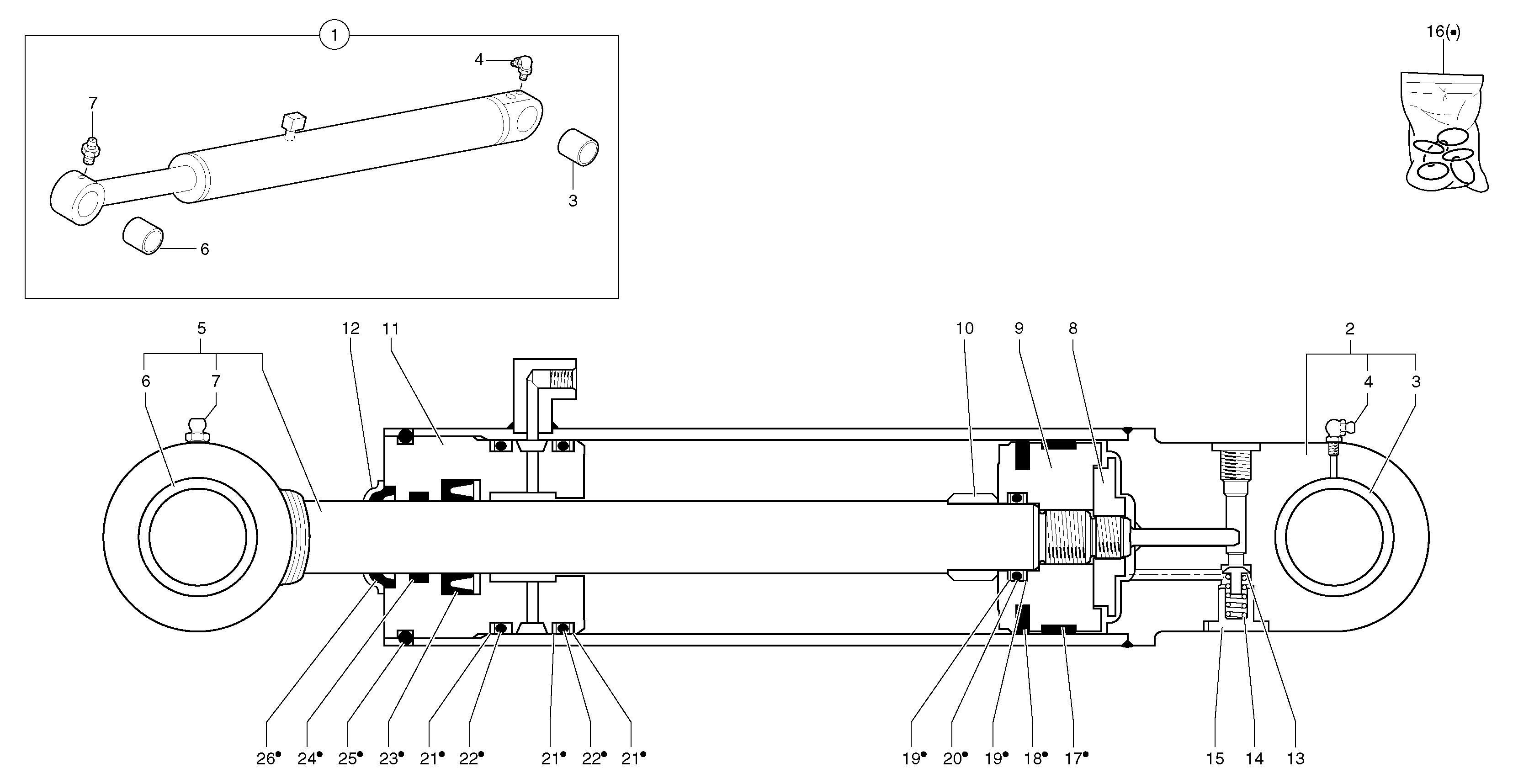 Схема запчастей Volvo EC35 TYPE 283 - 3116 Boom offset cylinder 