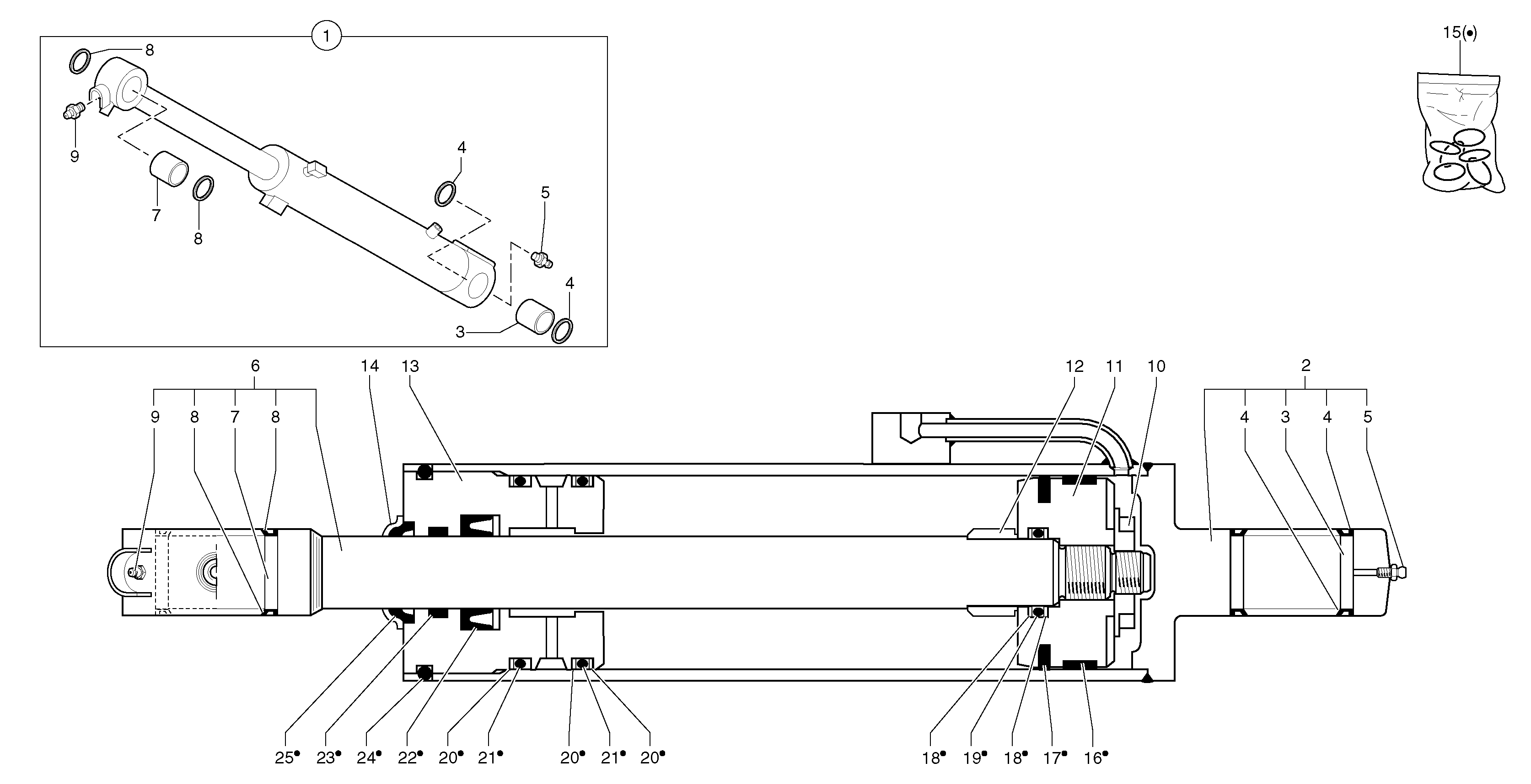 Схема запчастей Volvo EC35 TYPE 283 - 20367 Гидроцилиндр стрелы 