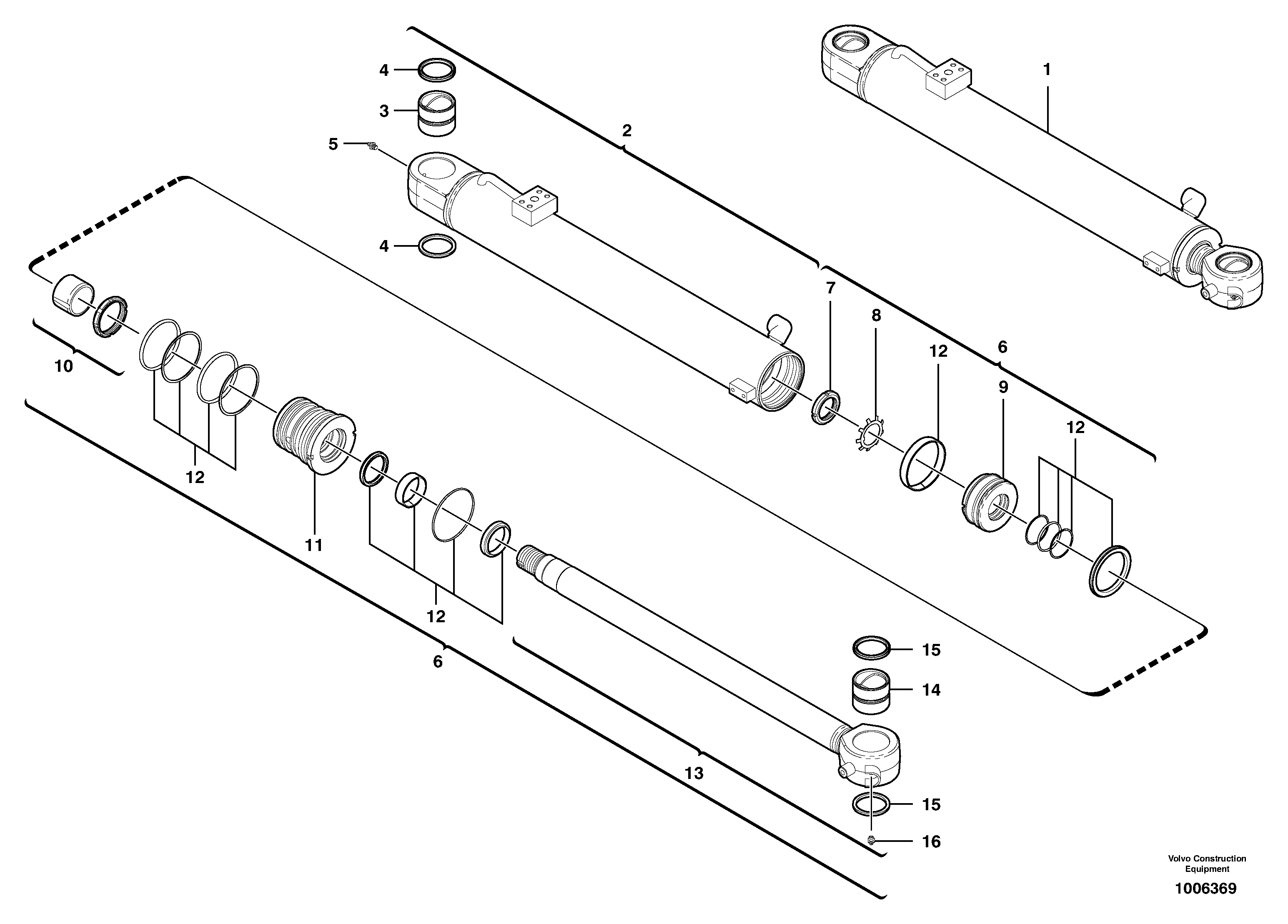 Схема запчастей Volvo EC35 TYPE 283 - 3122 Гидроцилиндр стрелы 