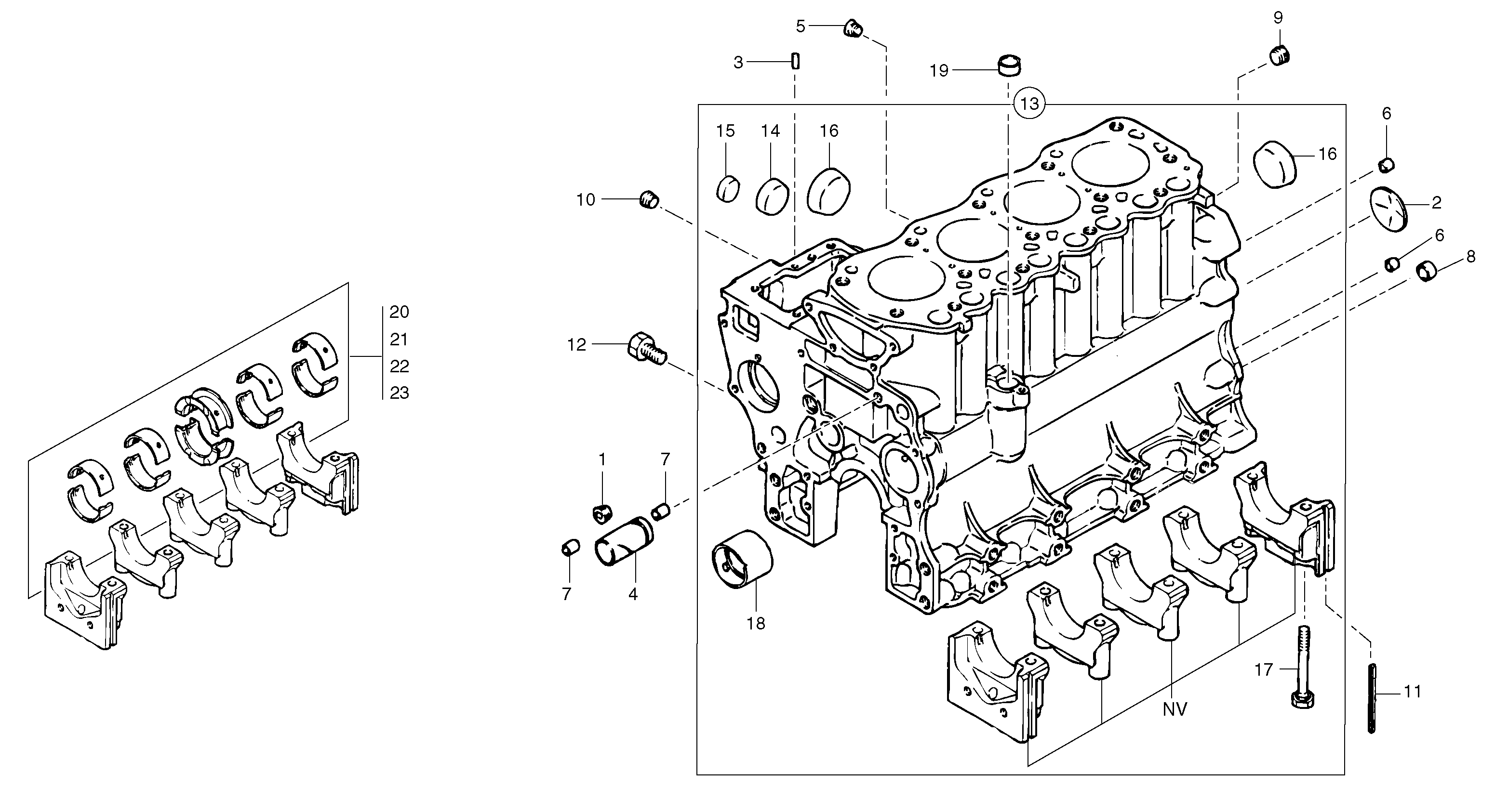 Схема запчастей Volvo EC45 TYPE 284 - 48090 Блок цилиндров 