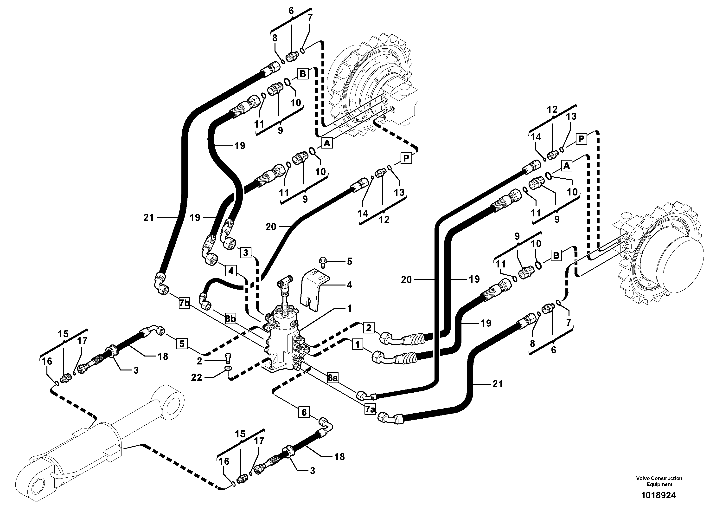 Схема запчастей Volvo EC45 TYPE 284 - 9404 Hydraulic circuit ( lower frame ) 