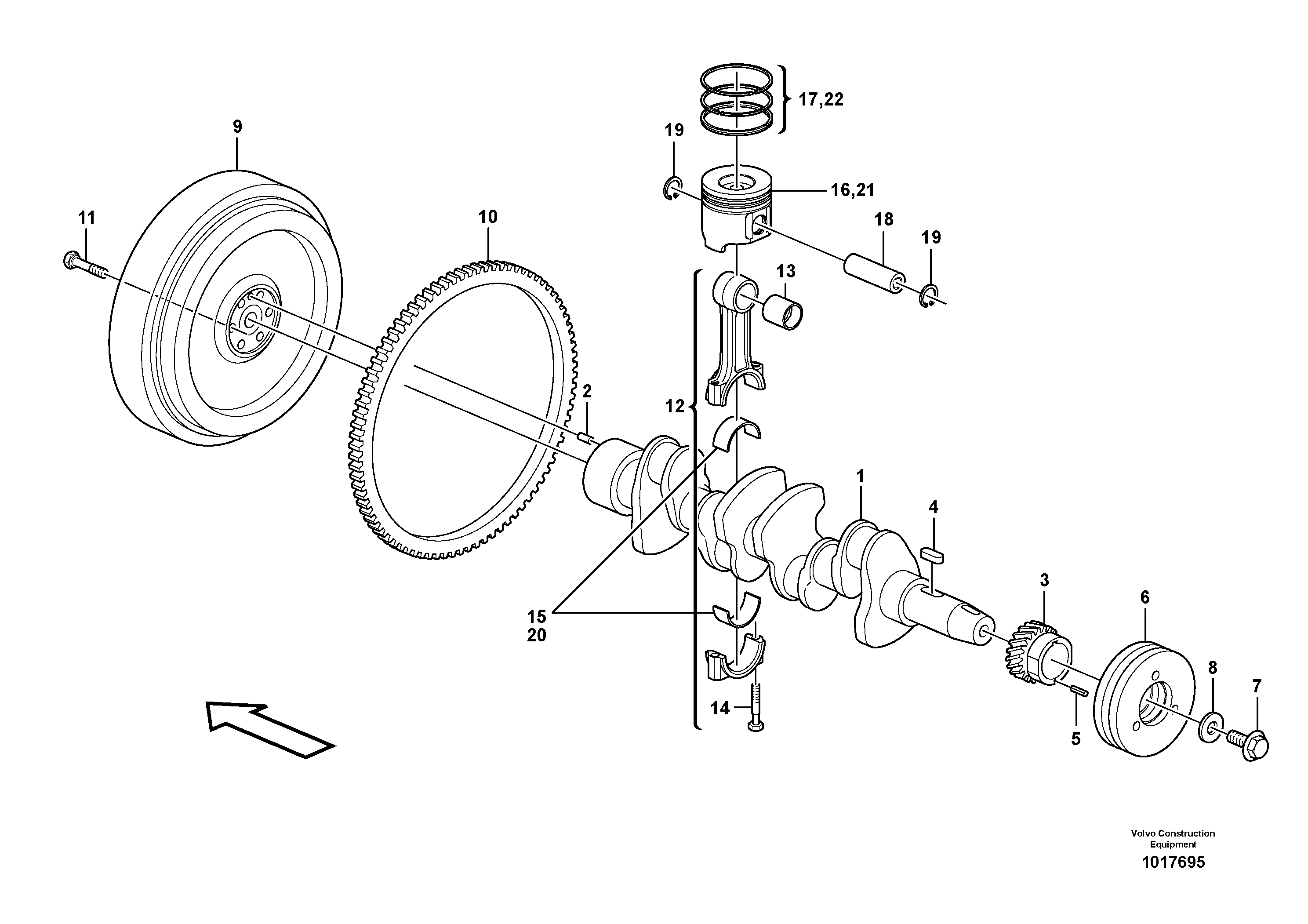 Схема запчастей Volvo EC45 TYPE 284 - 3188 Crankshaft and related parts 