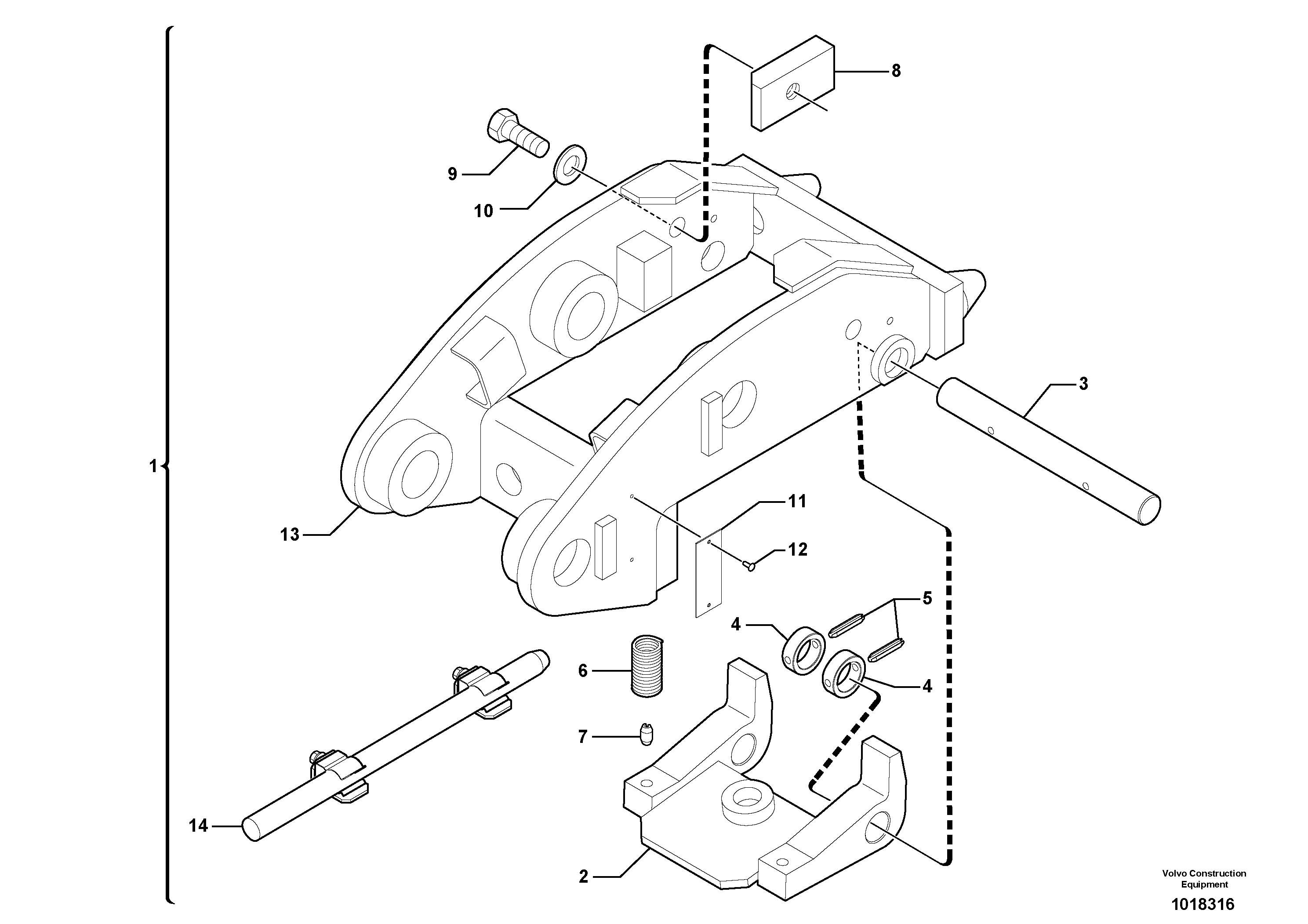 Схема запчастей Volvo EC45 TYPE 284 - 6395 Tool holder / mechanical control 