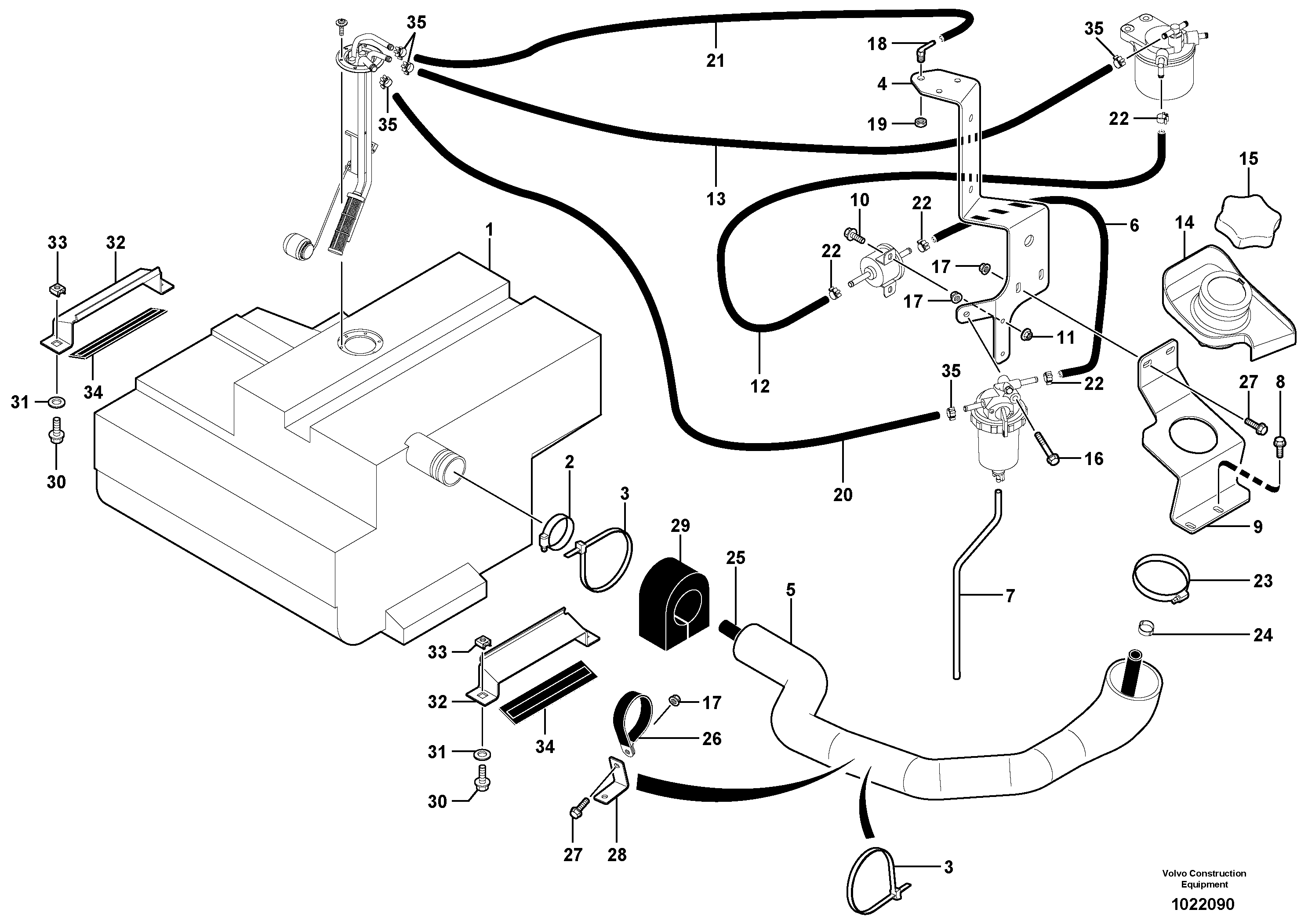 Схема запчастей Volvo EC45 TYPE 284 - 68128 Fuel circuit 