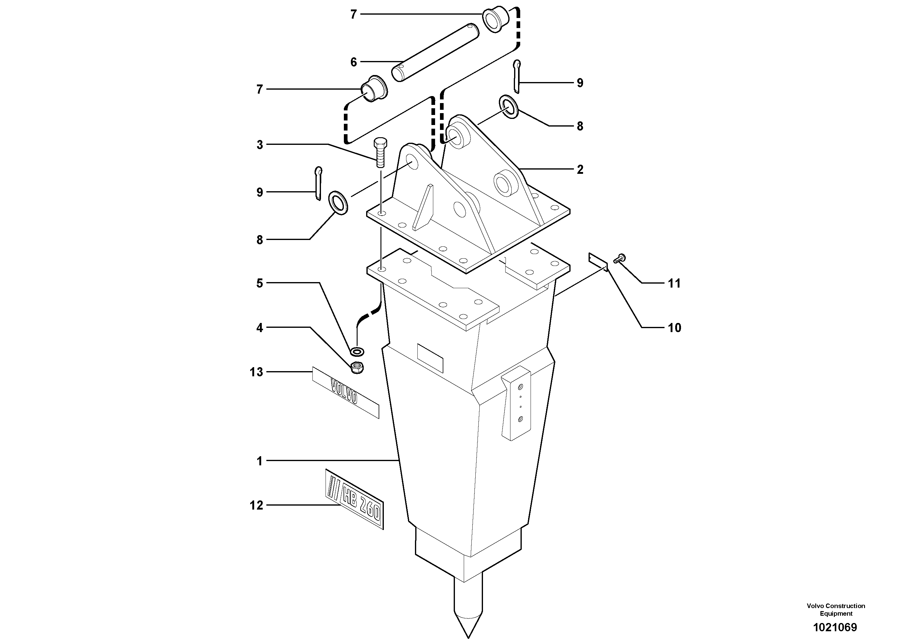 Схема запчастей Volvo EC45 TYPE 284 - 9009 Hammer 