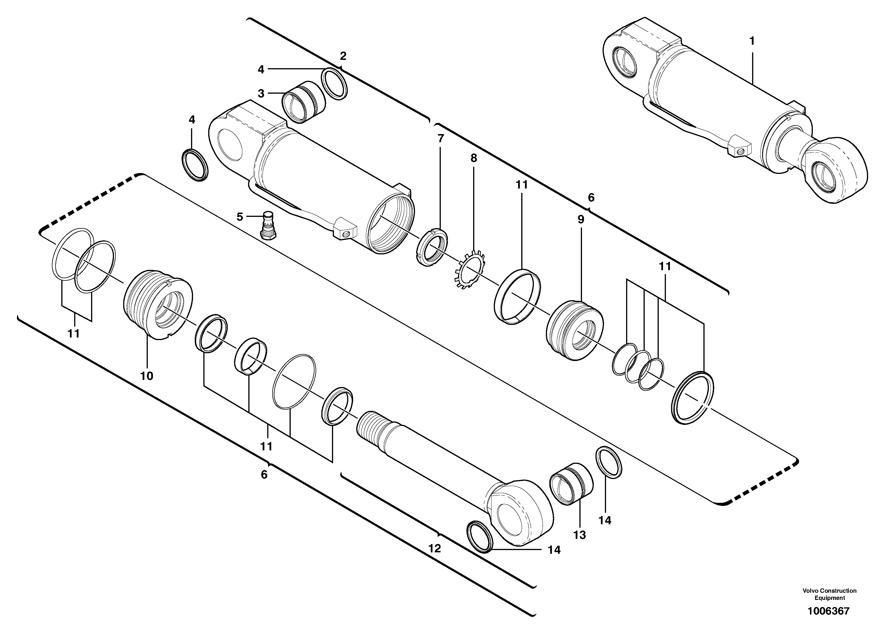 Схема запчастей Volvo EC45 TYPE 284 - 7300 Гидроцилиндр отвала 