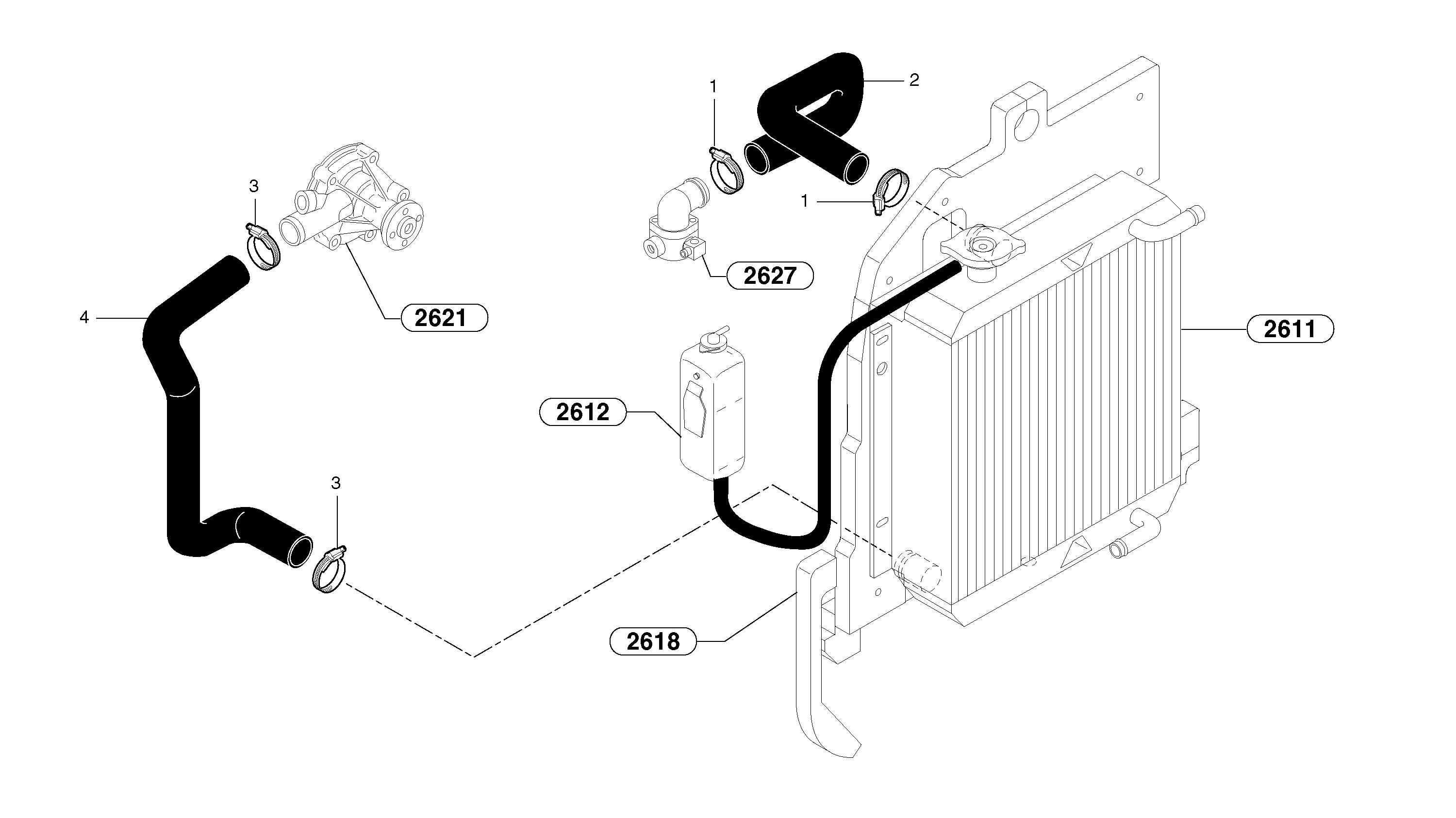 Схема запчастей Volvo EC45 TYPE 284 - 5849 Cooling circuit 