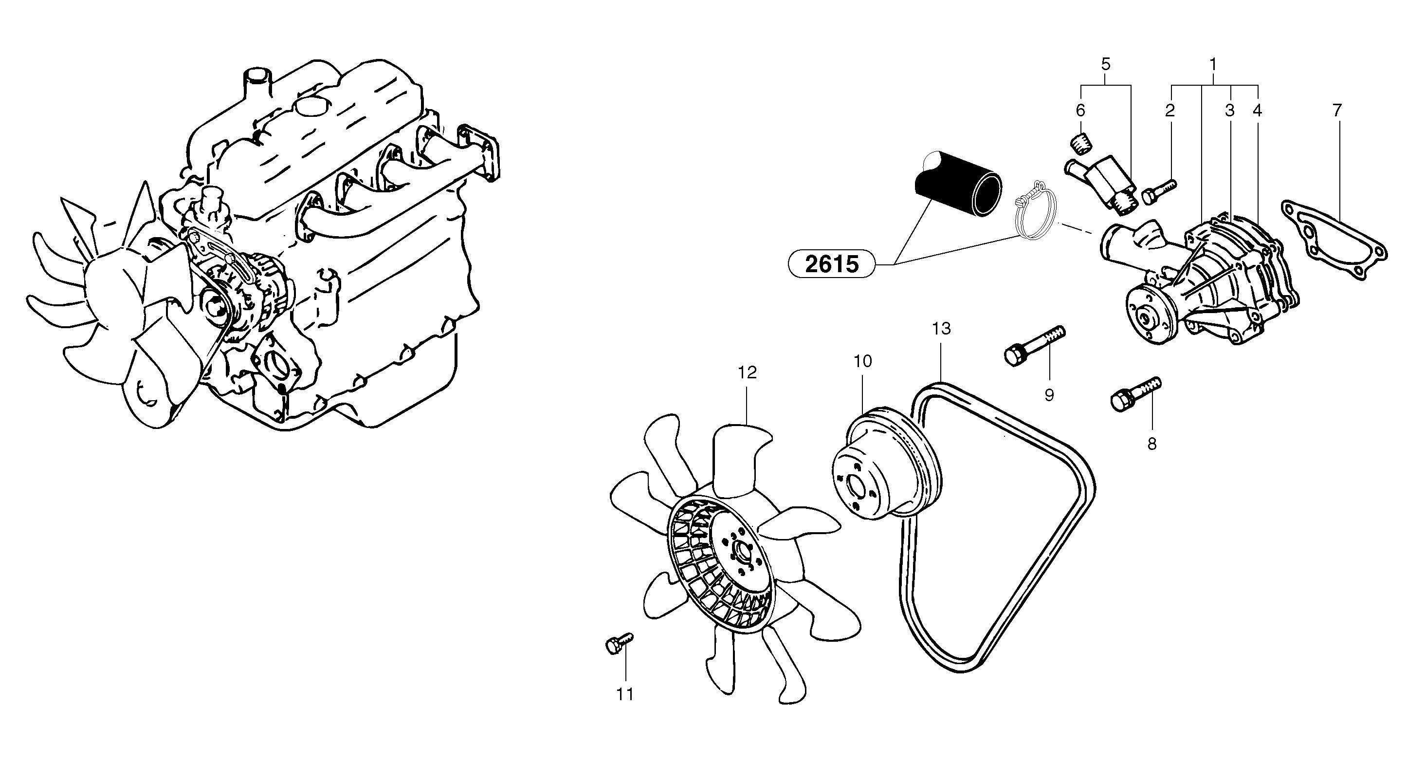 Схема запчастей Volvo EC45 TYPE 284 - 5865 Водяной насос 