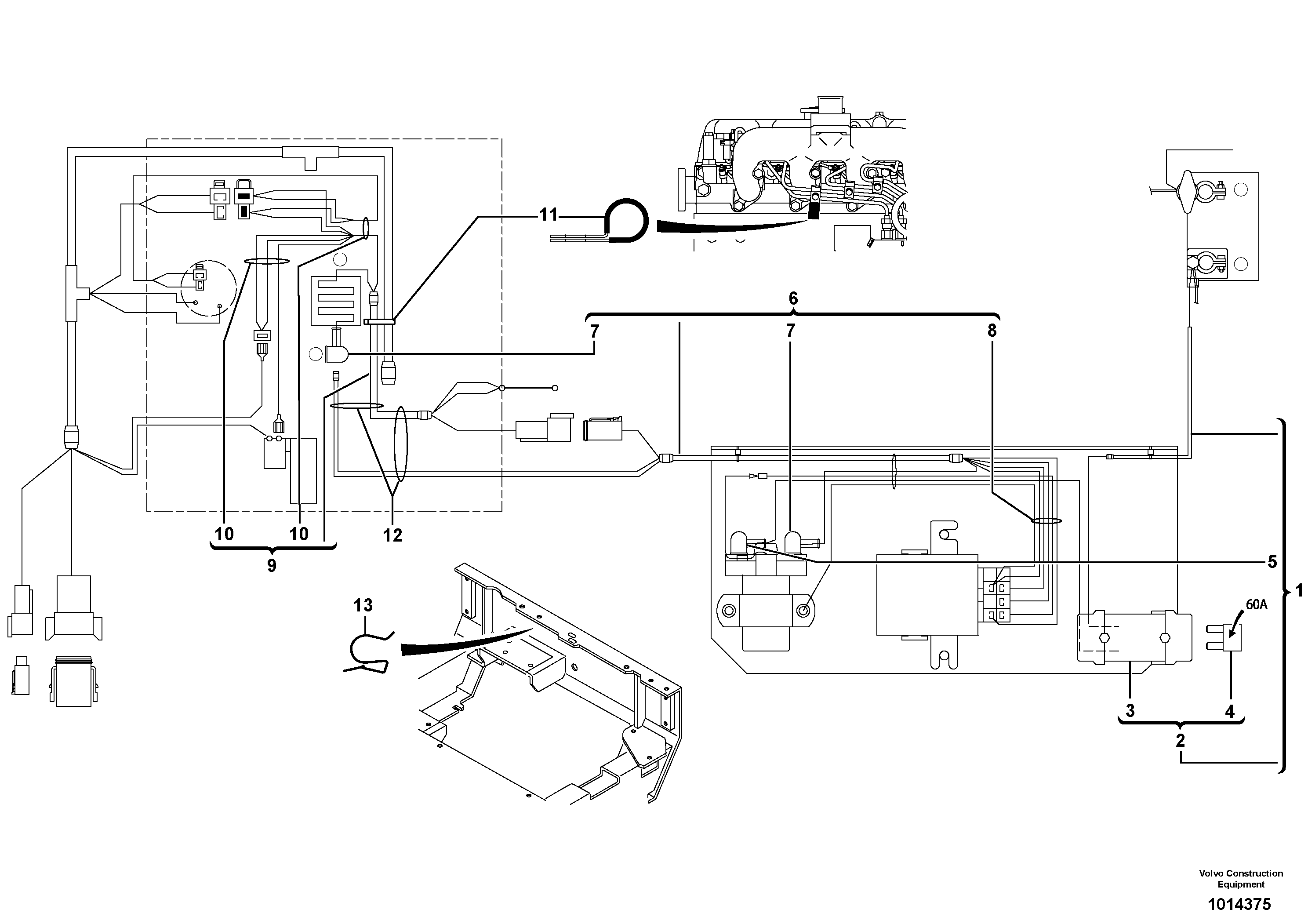 Схема запчастей Volvo EC45 TYPE 284 - 58172 Electrical system / Air preheater (us) 