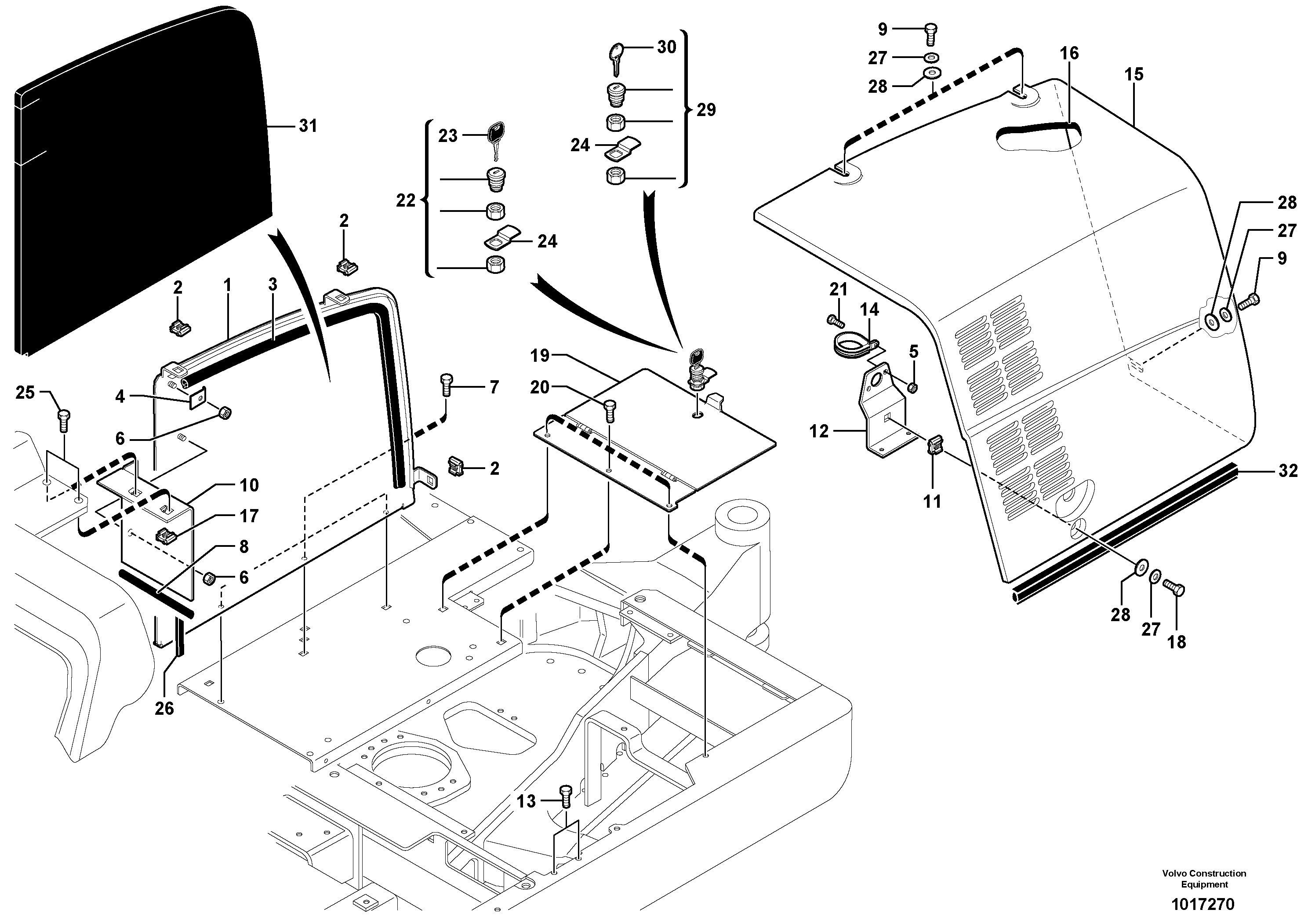 Схема запчастей Volvo EC45 TYPE 284 - 89435 Right coverage 