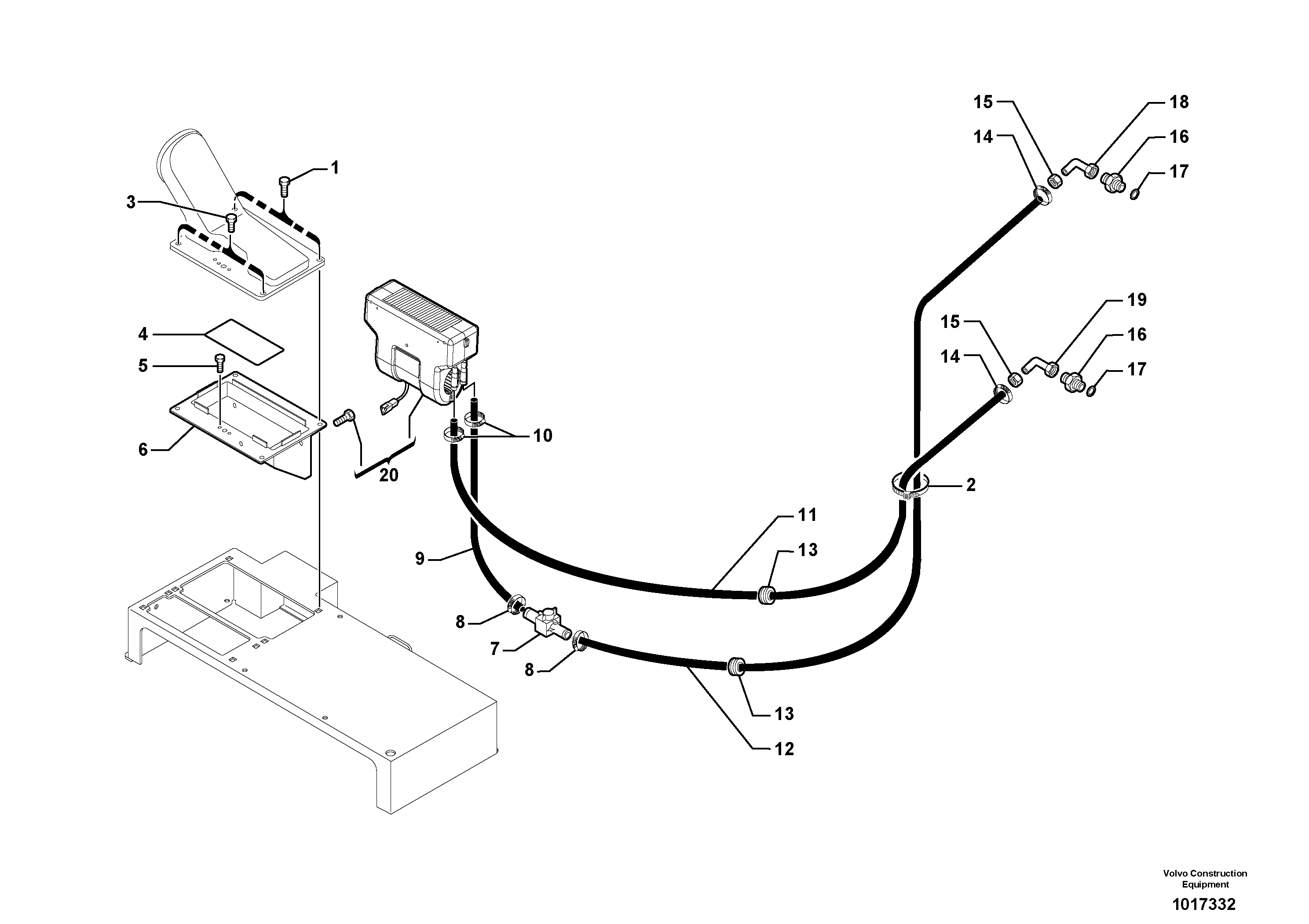 Схема запчастей Volvo EC45 TYPE 284 - 8163 Cab heating installation 