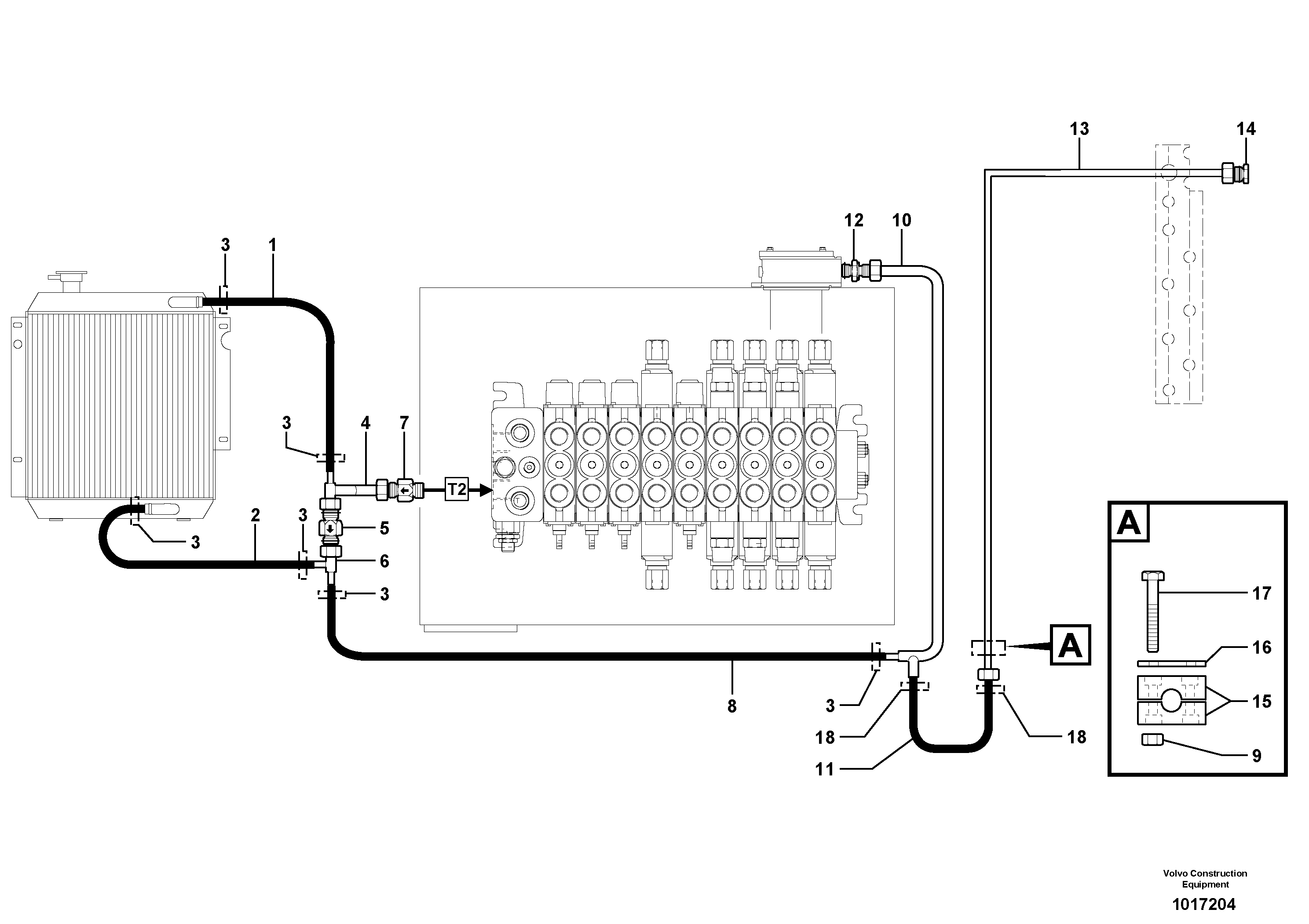 Схема запчастей Volvo EC45 TYPE 284 - 85559 Hydr. circuit. ( Oil cooler ) 