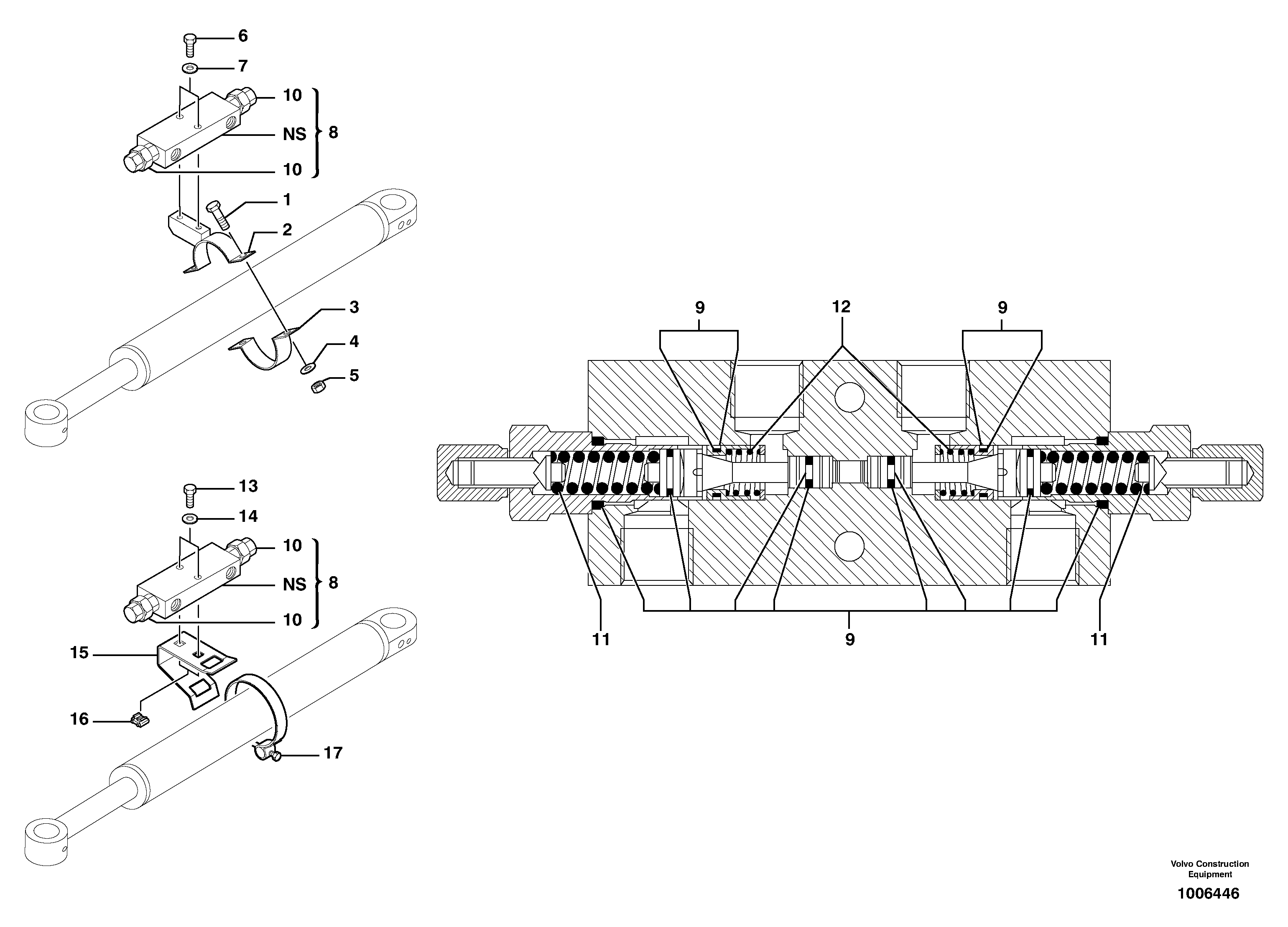 Схема запчастей Volvo EC45 TYPE 284 - 103533 Balancing valve ( offset cylinder ) 