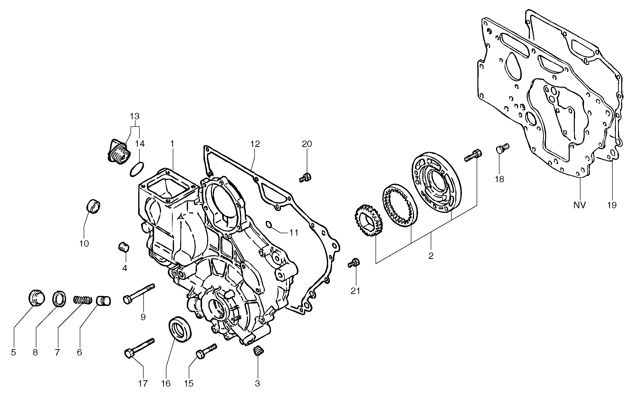 Схема запчастей Volvo EC20B TYPE 272 XT/XTV - 39369 Timing gear casing 