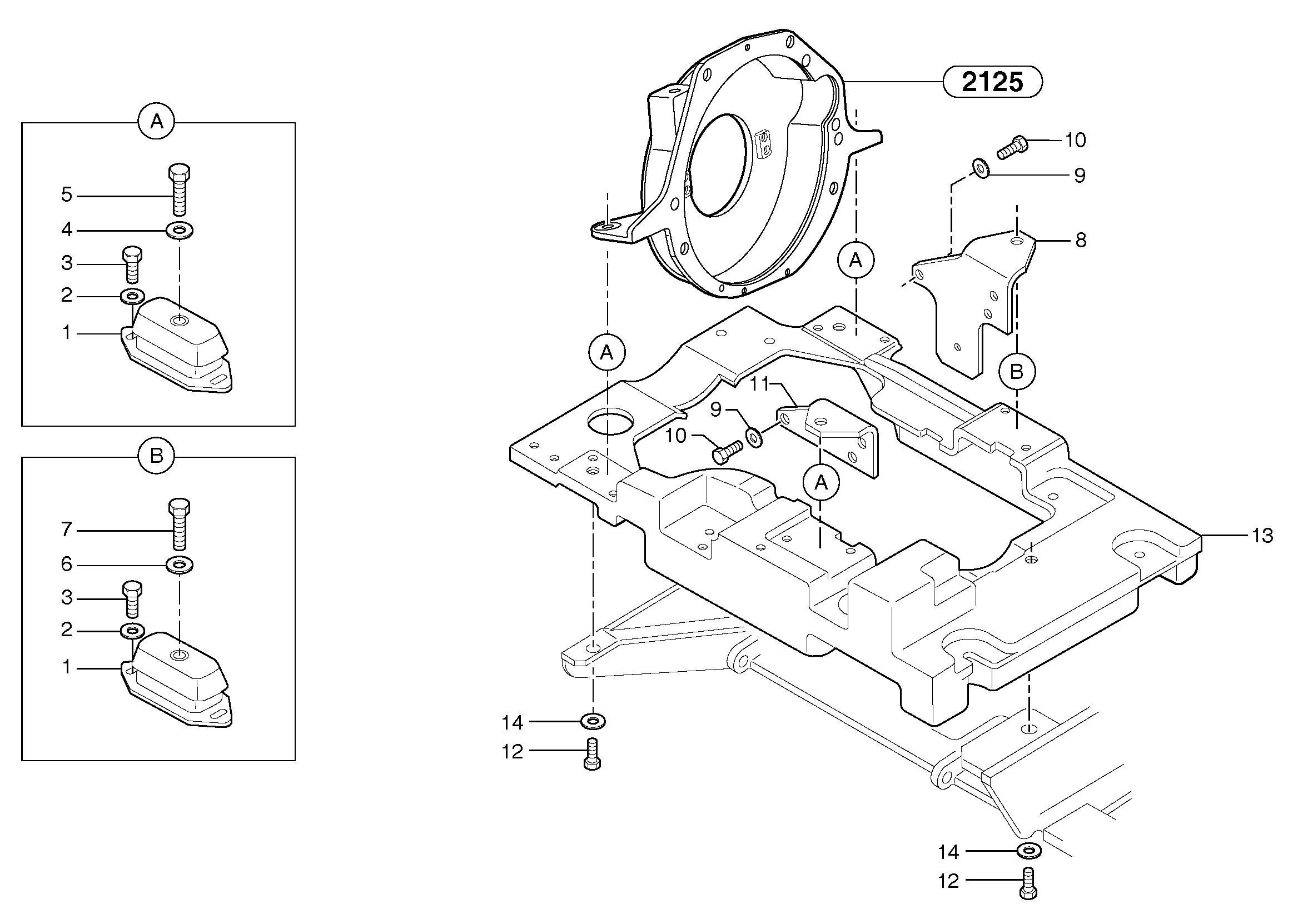 Схема запчастей Volvo EC20B TYPE 272 XT/XTV - 39374 Engine mounts 