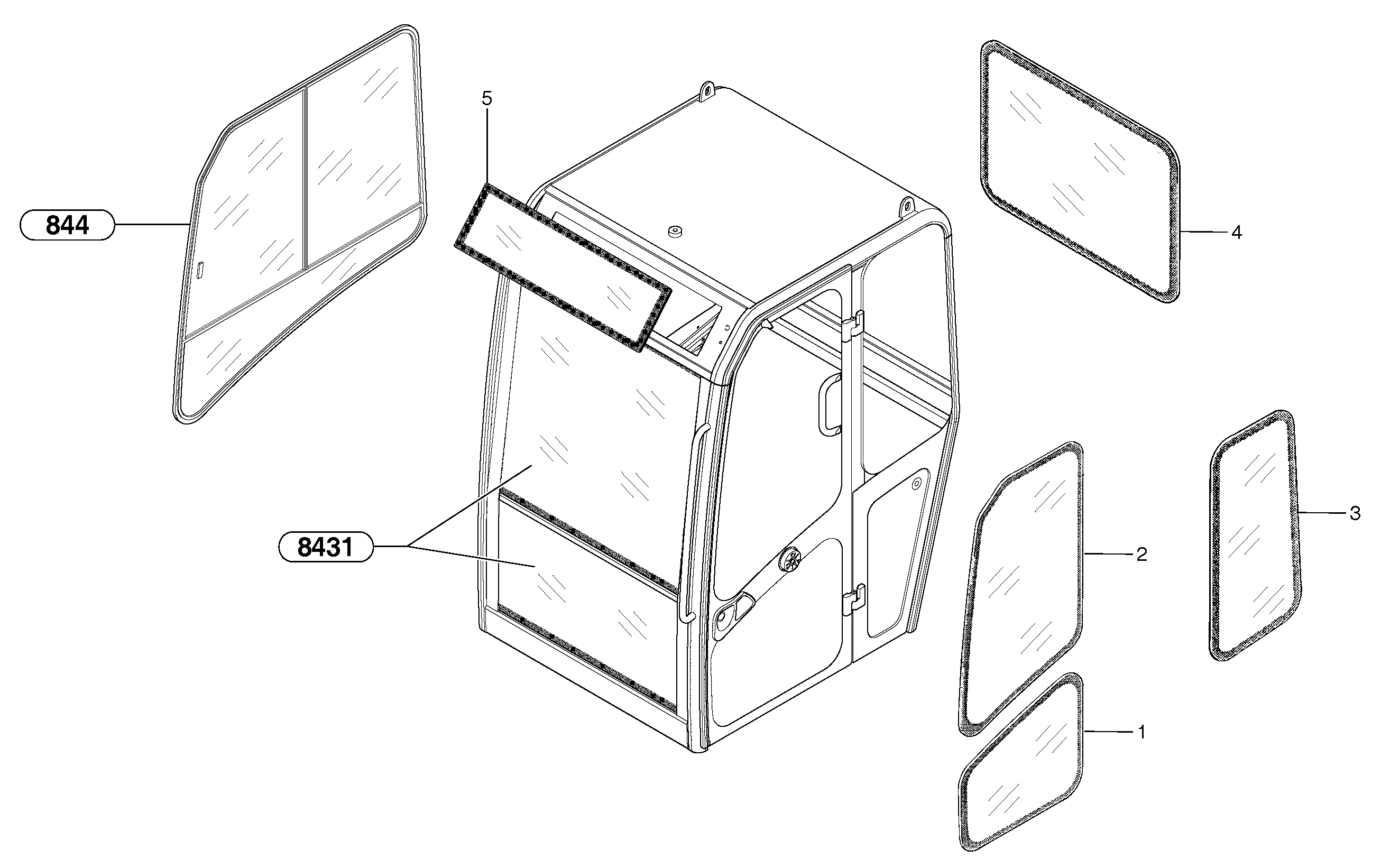 Схема запчастей Volvo EC20B TYPE 272 XT/XTV - 55778 Cab : glass 