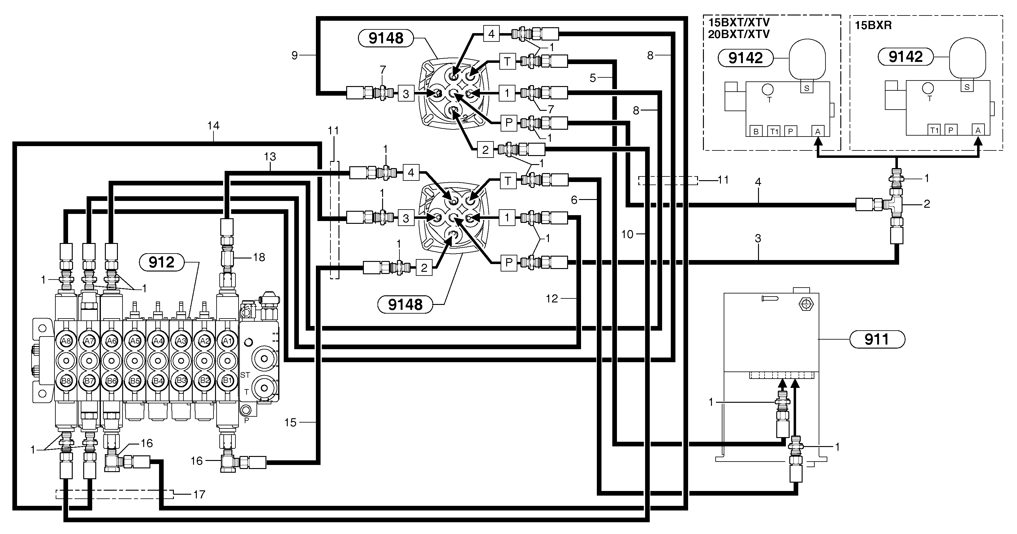 Схема запчастей Volvo EC20B TYPE 272 XT/XTV - 36244 Hydr. circuit ( controls attachment ) 