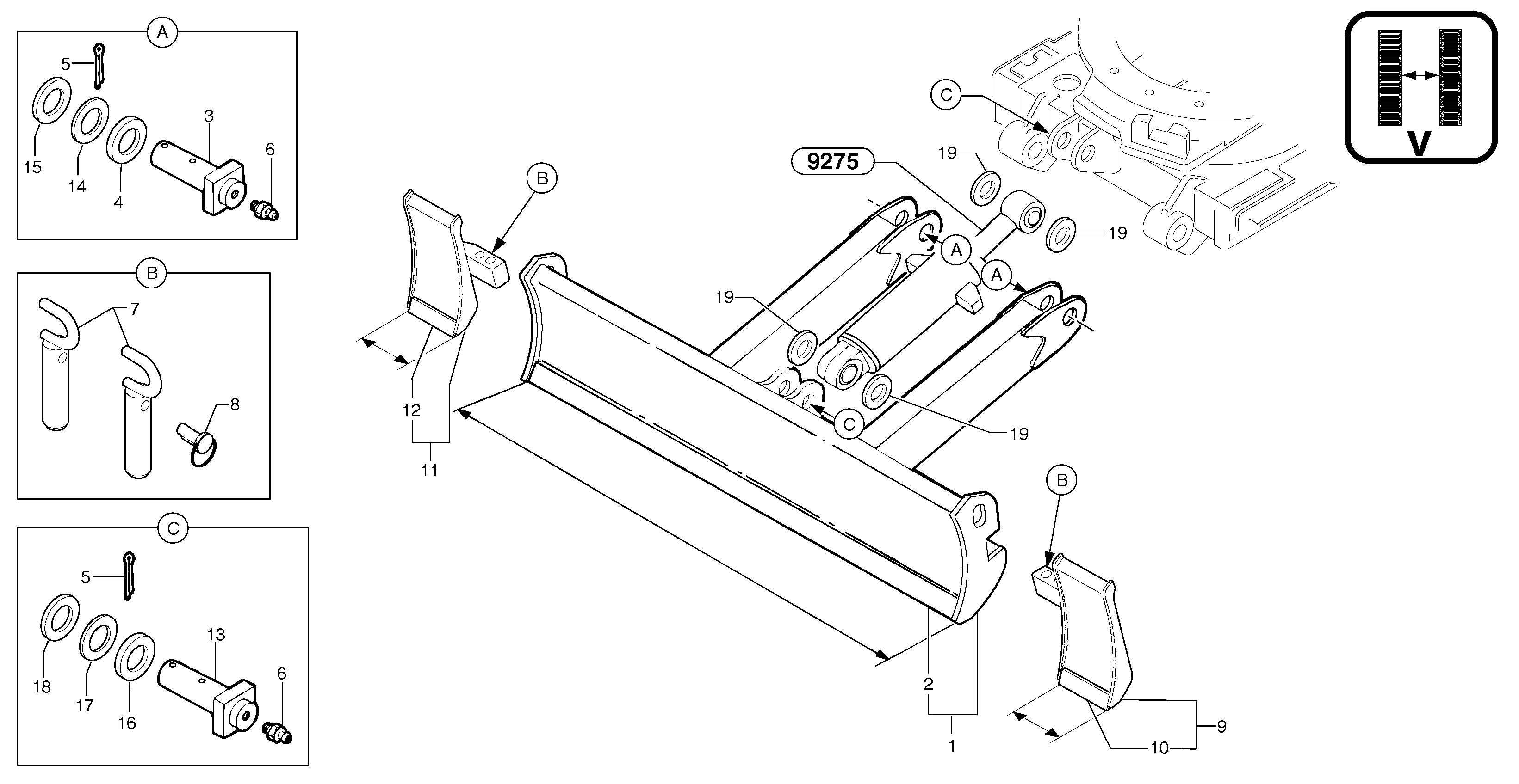 Схема запчастей Volvo EC20B TYPE 272 XT/XTV - 105786 dozer blade / variable track 