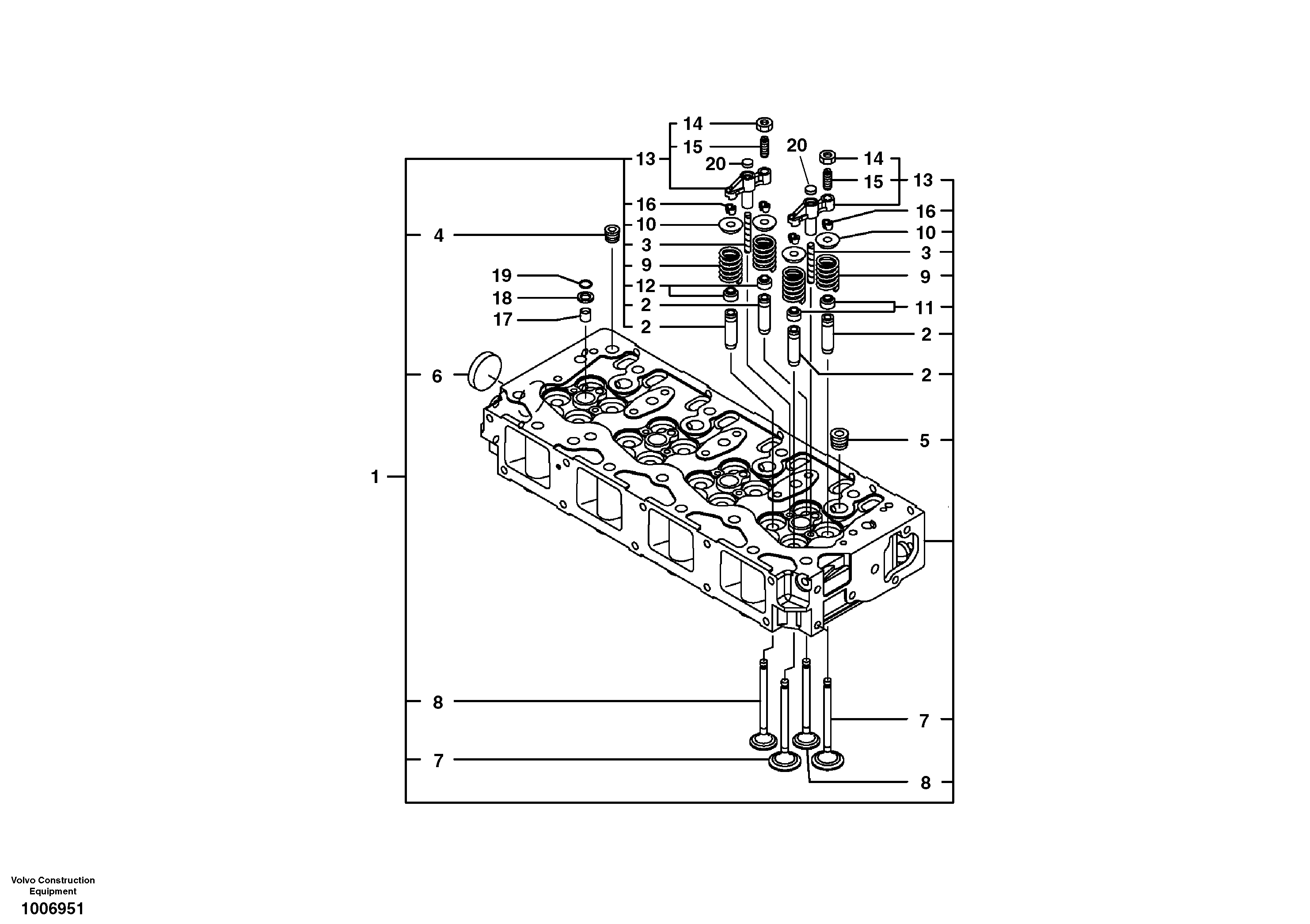 Схема запчастей Volvo EC55B - 28130 Головка блока цилиндров 