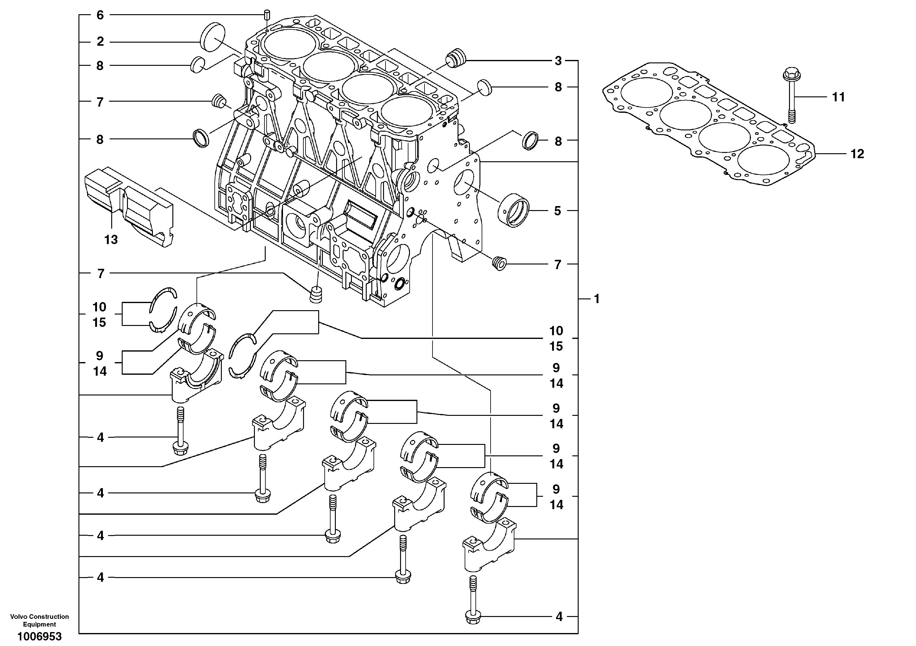 Схема запчастей Volvo EC55B - 61643 Блок цилиндров 