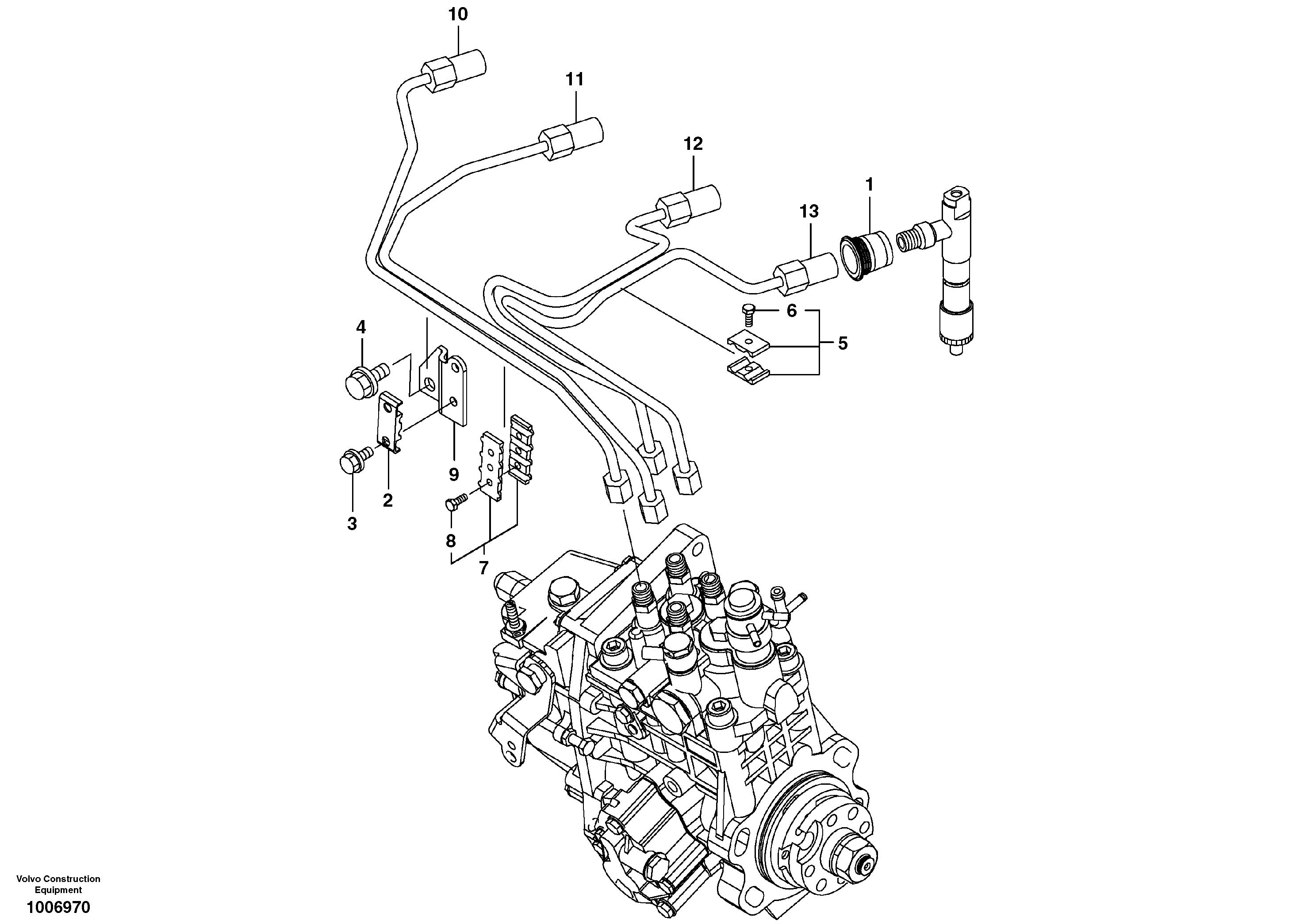 Схема запчастей Volvo EC55B - 53370 Fuel pipes-injector 