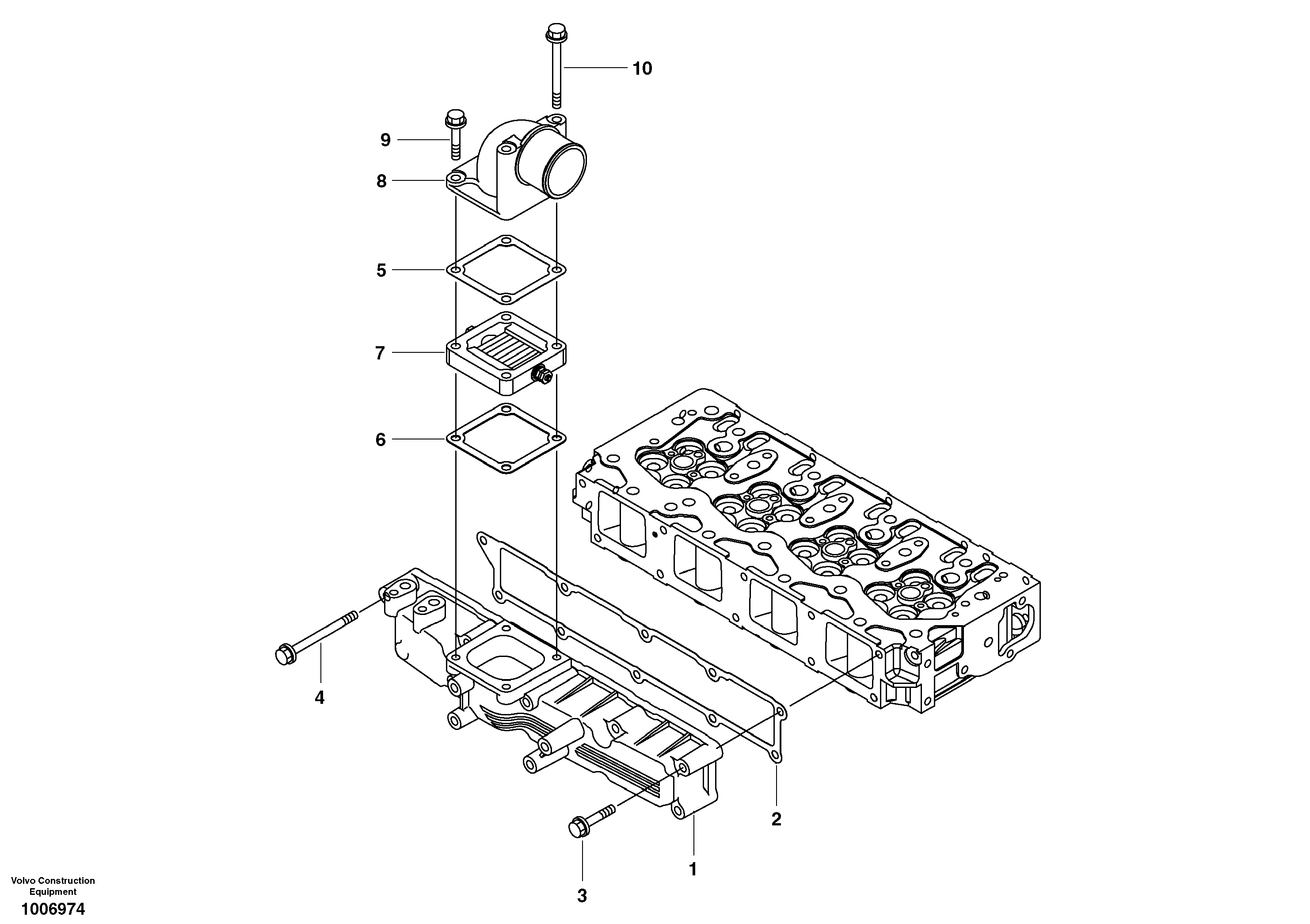 Схема запчастей Volvo EC55B - 35945 Inlet manifold 