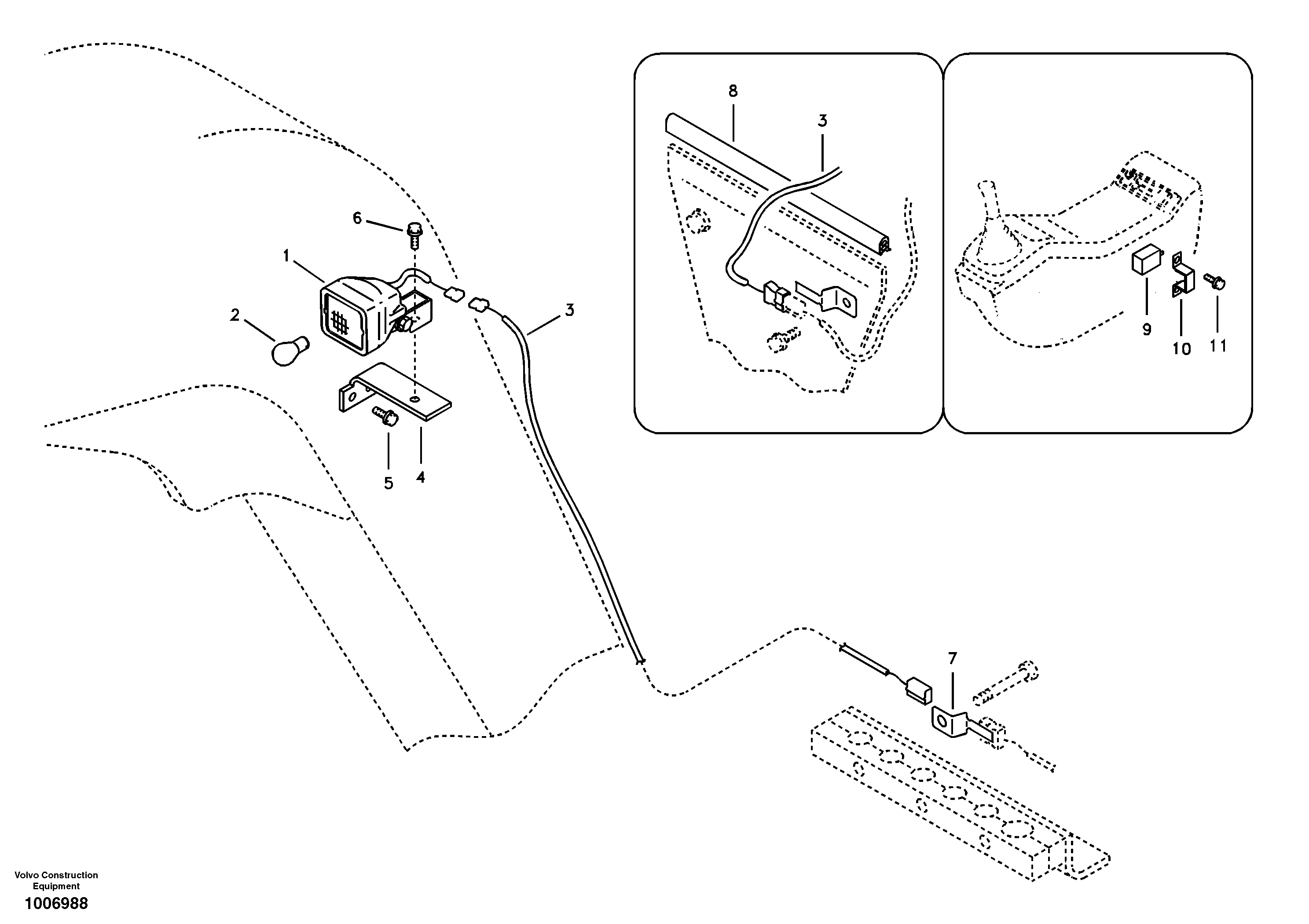 Схема запчастей Volvo EC55B - 32663 Working lamp on boom 