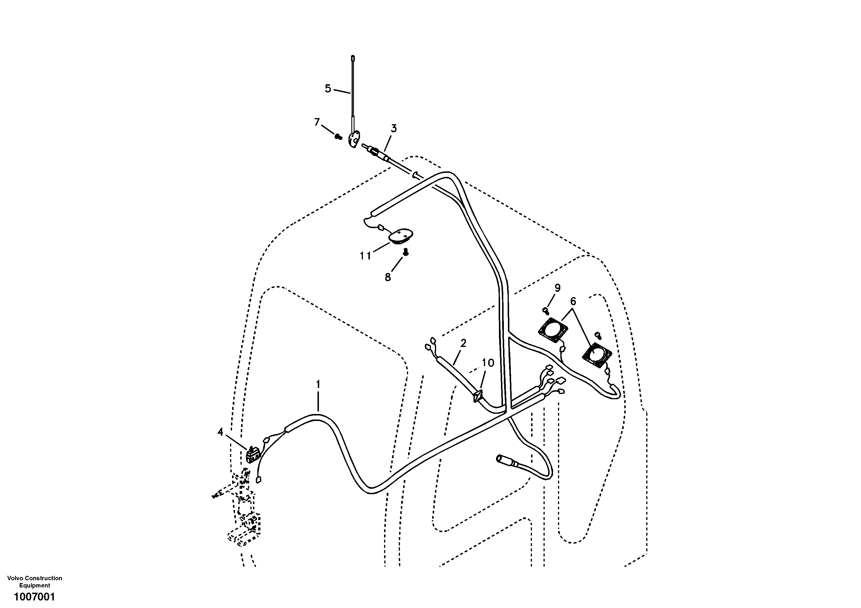 Схема запчастей Volvo EC55B - 34237 Cable harnesses, cab 