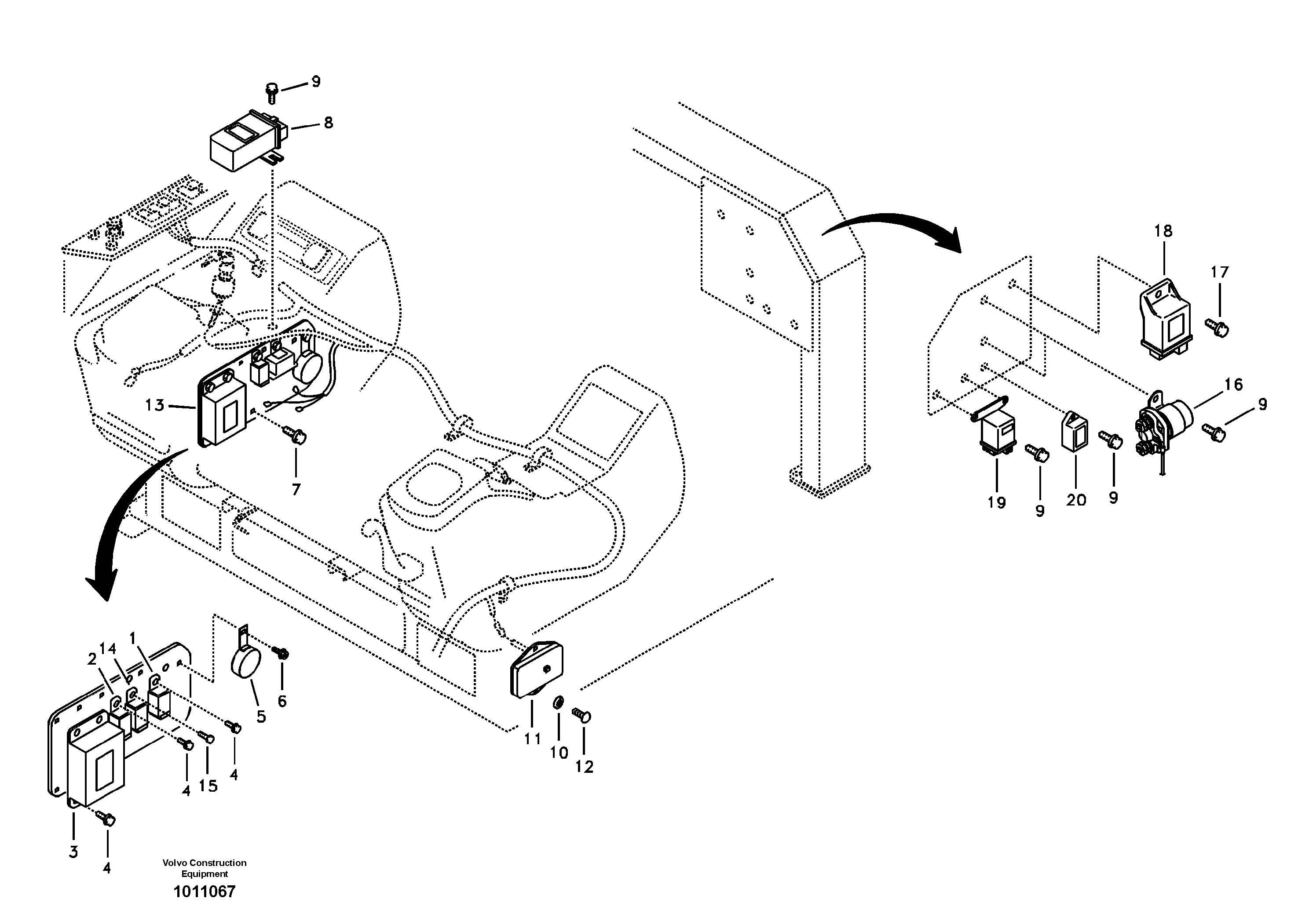 Схема запчастей Volvo EC55B - 73040 Electrical distribution box 