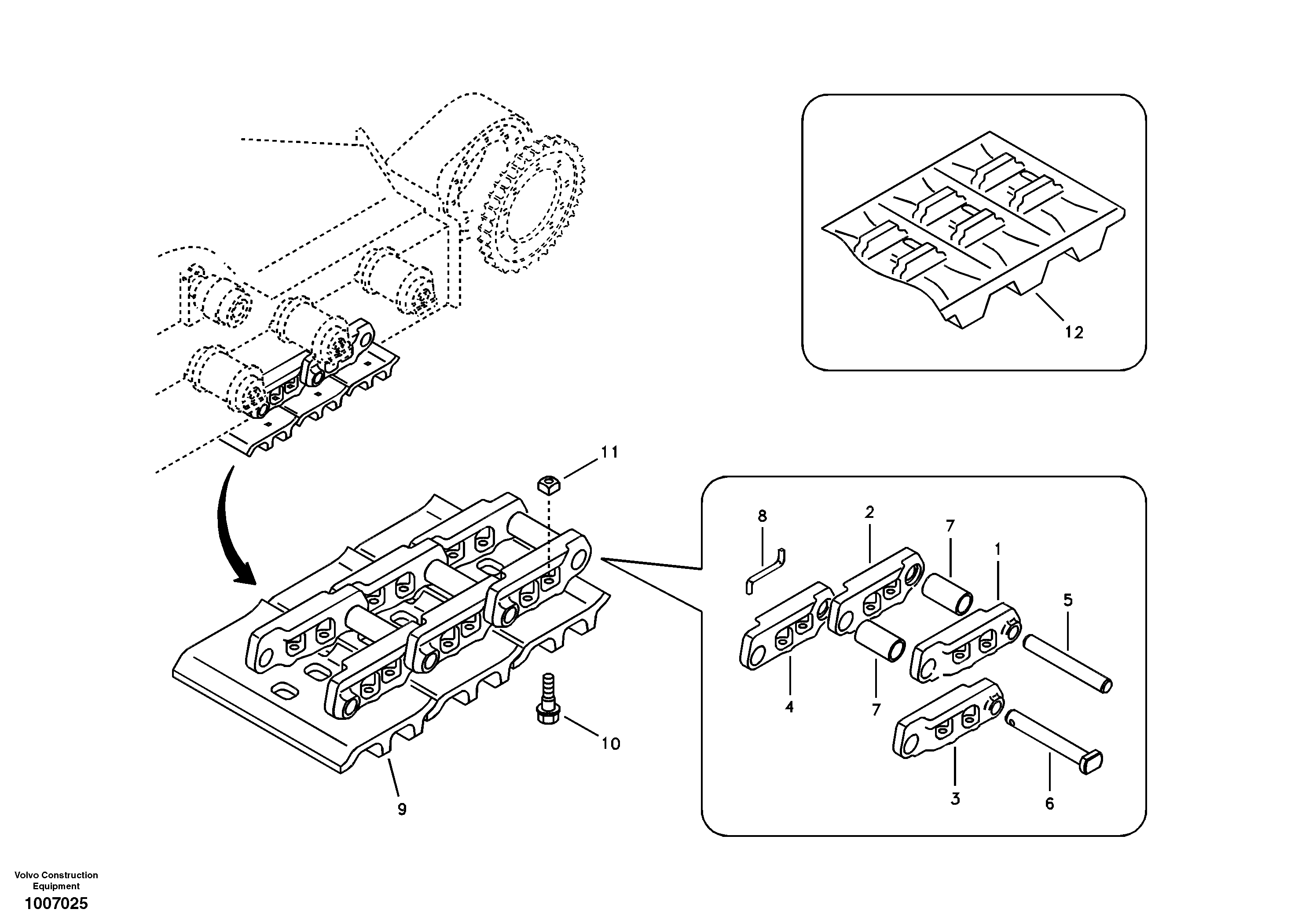 Схема запчастей Volvo EC55B - 33241 Undercarriage, track with shoes 