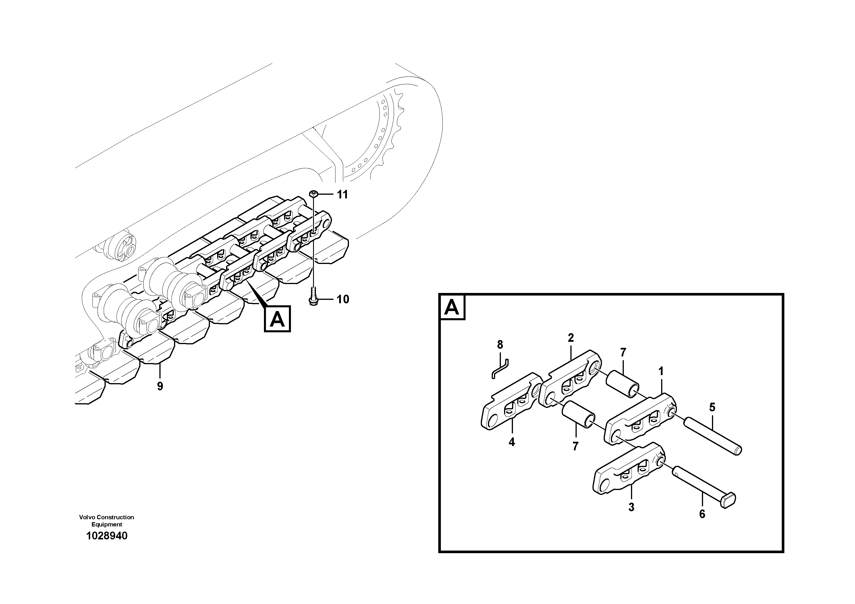 Схема запчастей Volvo EC55B - 33242 Undercarriage, track with shoes 