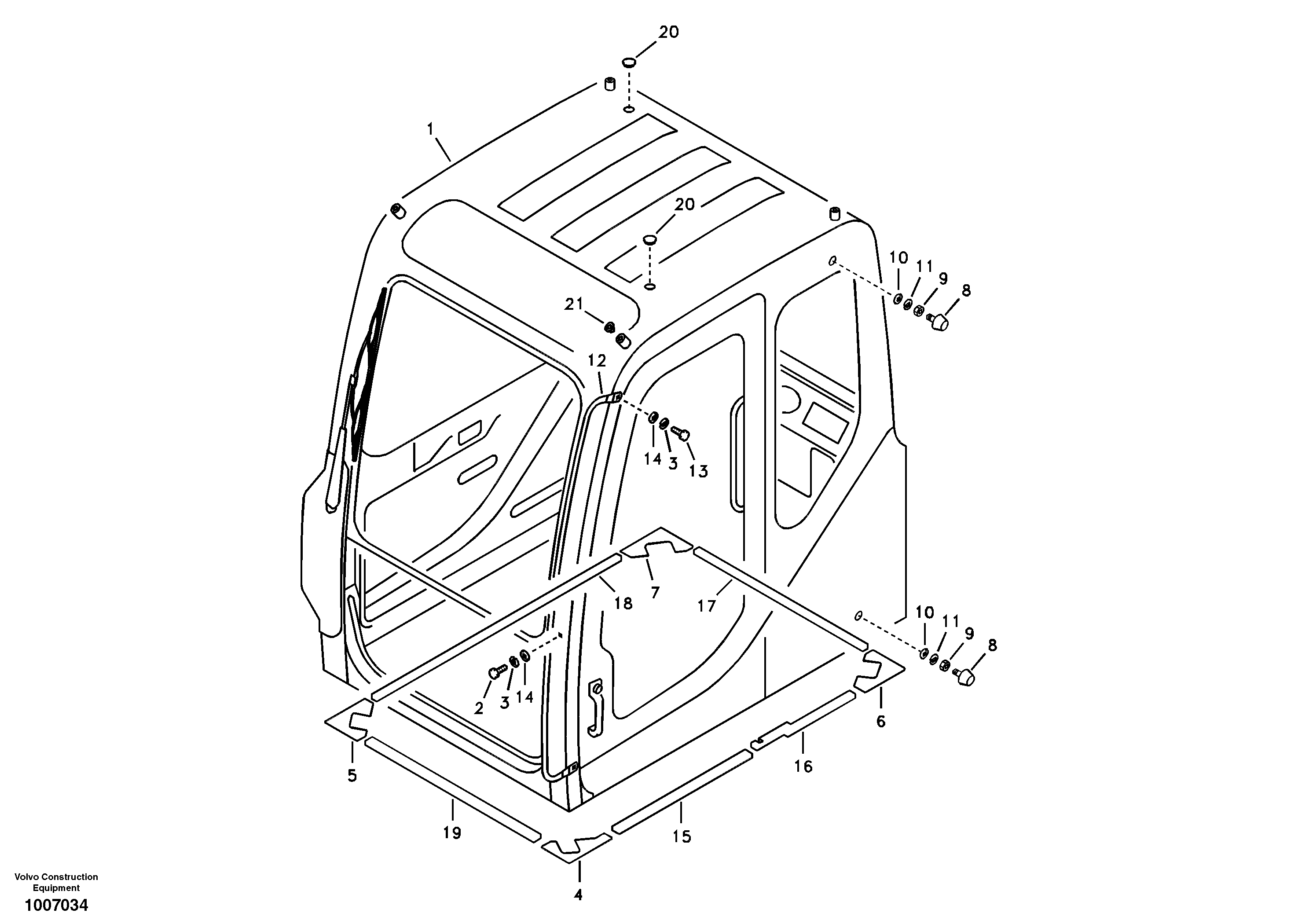 Схема запчастей Volvo EC55B - 34731 Operators cab 