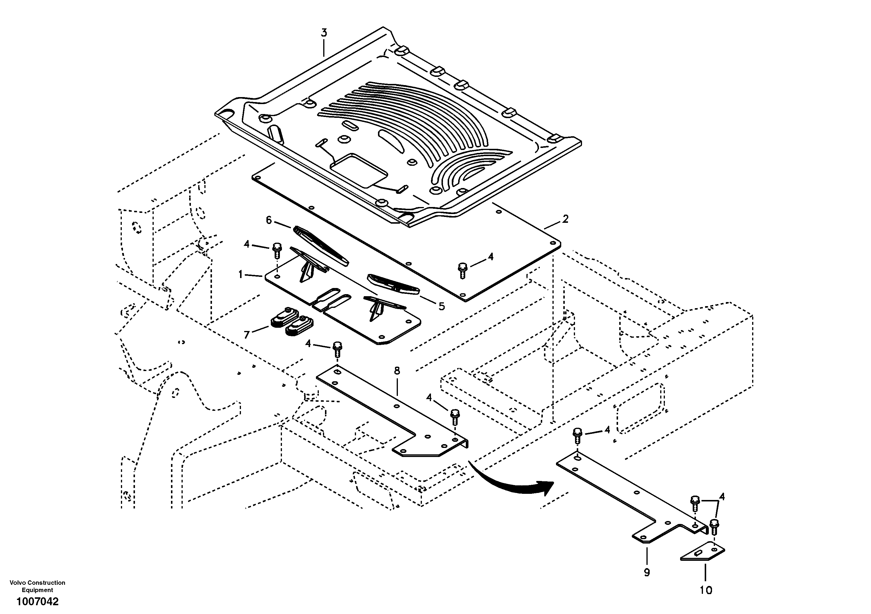 Схема запчастей Volvo EC55B - 35275 Cabin floor 