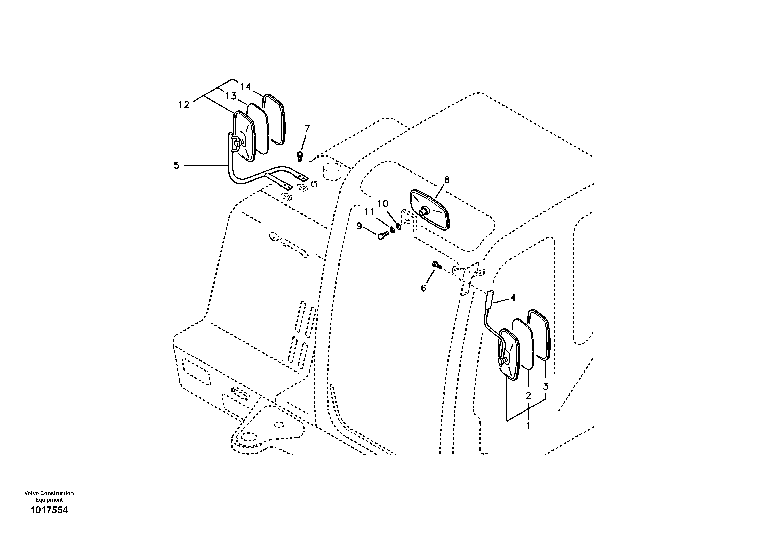 Схема запчастей Volvo EC55B - 80947 Rear view mirror 