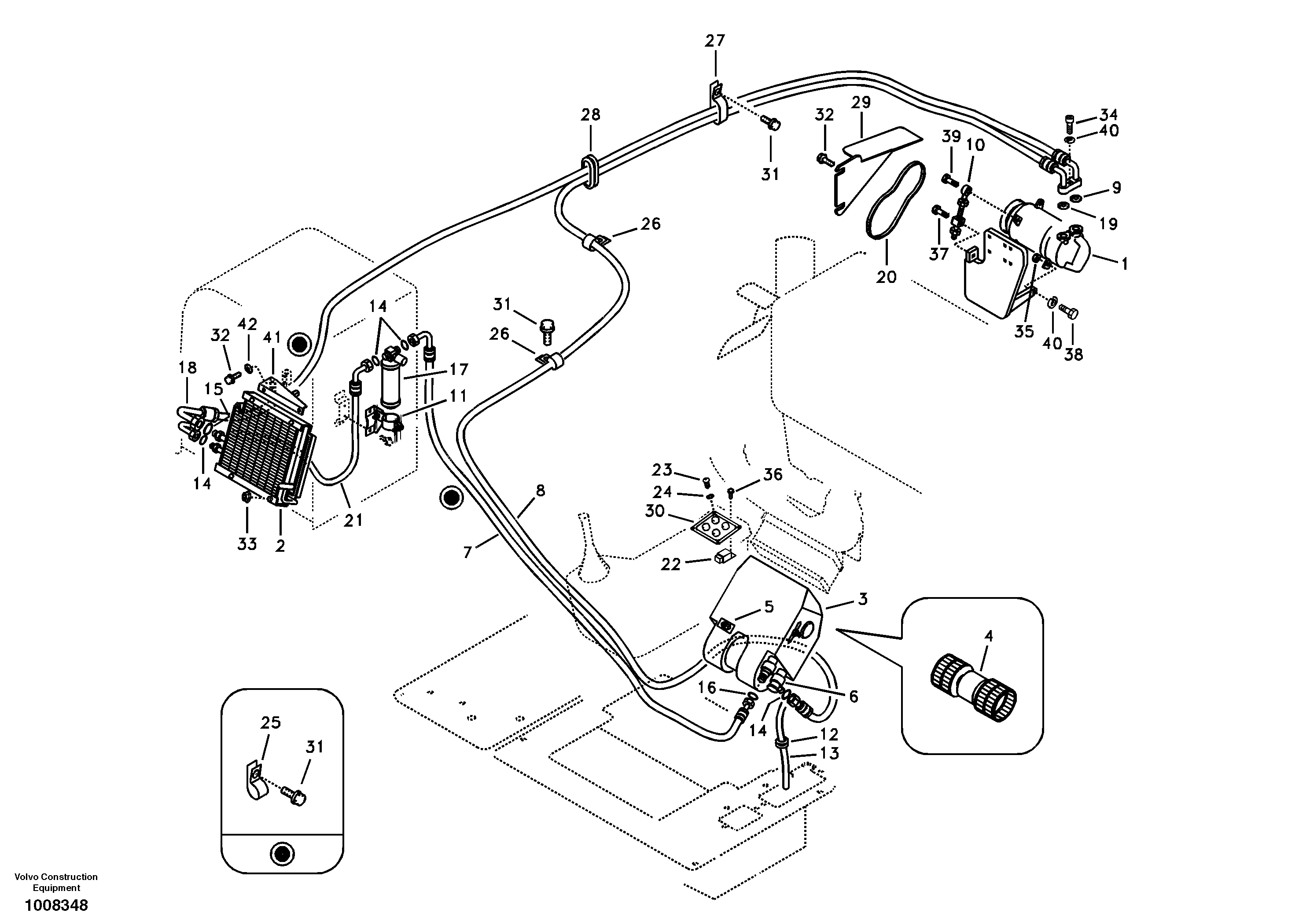 Схема запчастей Volvo EC55B - 103377 Air conditioning unit line 