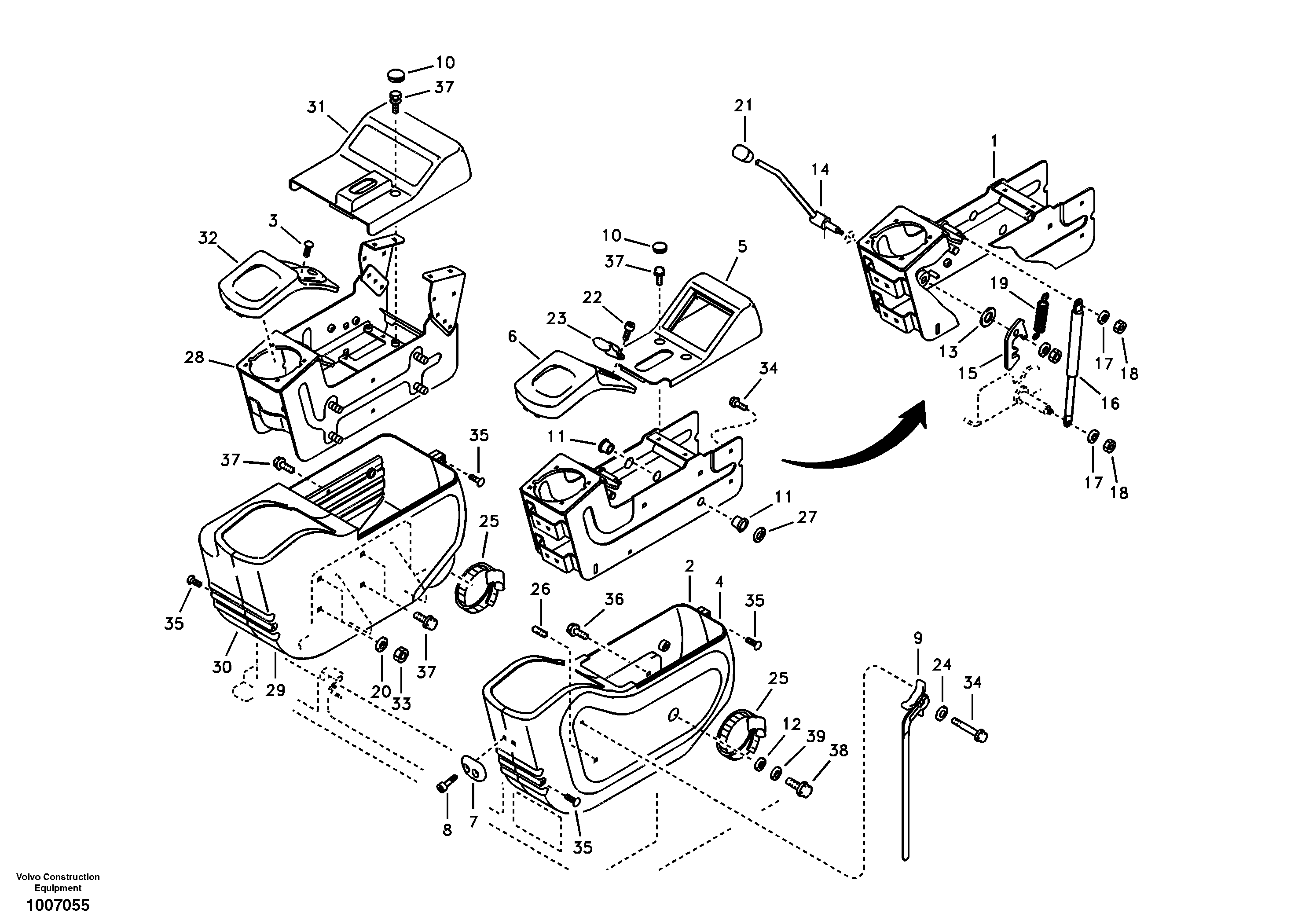 Схема запчастей Volvo EC55B - 34862 Instrument panel, control panel 