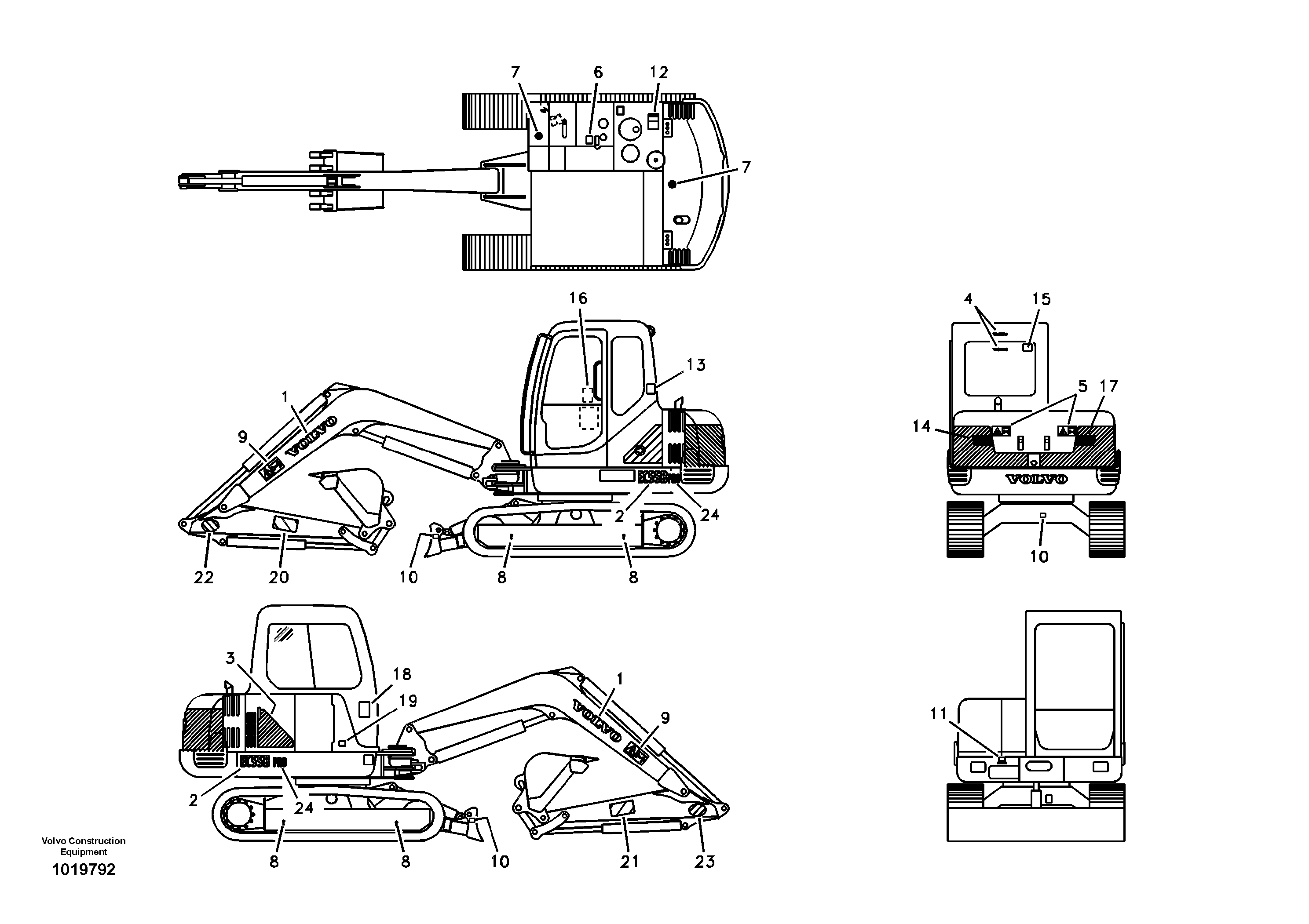 Схема запчастей Volvo EC55B - 76350 Decal, outer location 