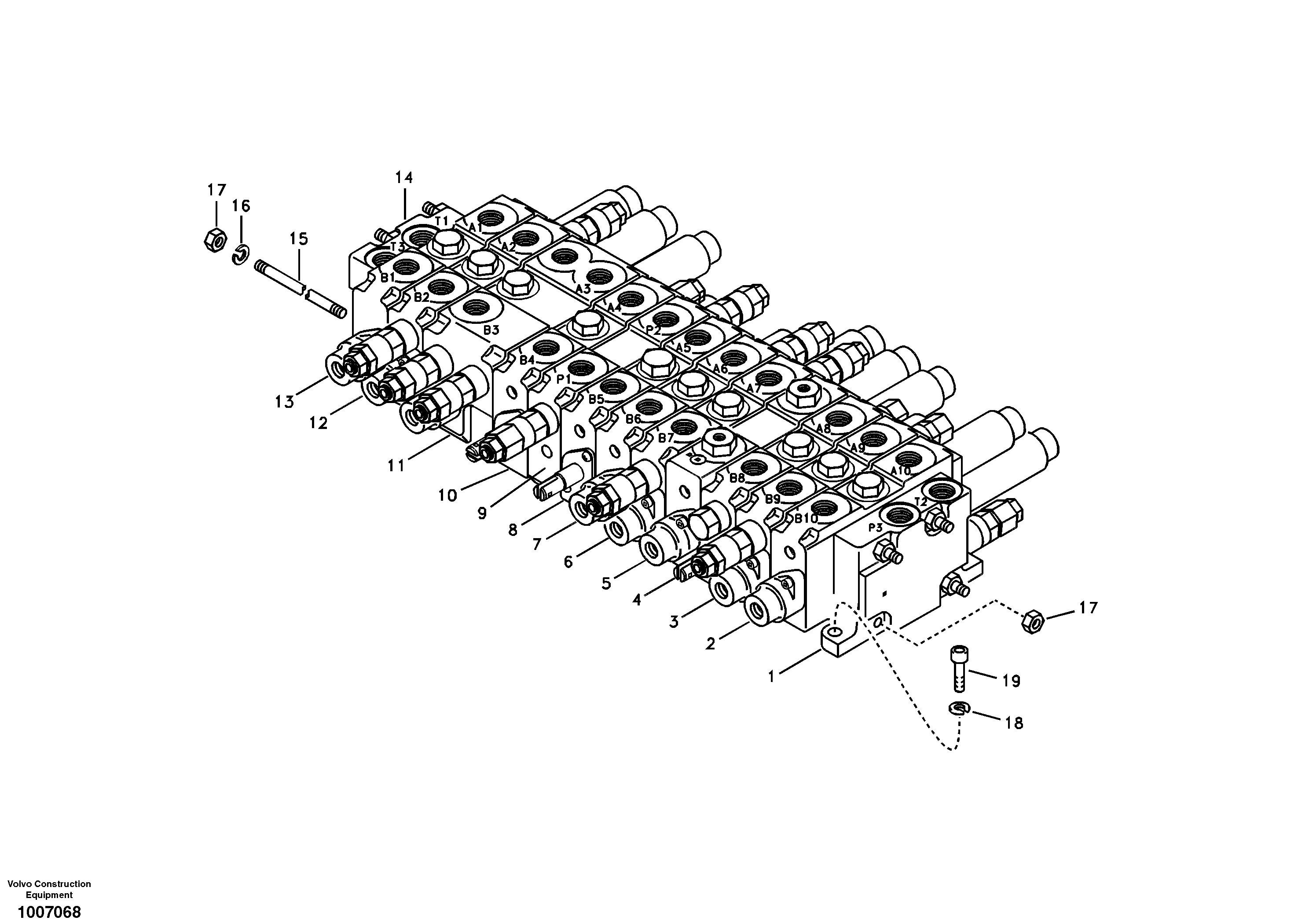 Схема запчастей Volvo EC55B - 78708 Control valve with fitting parts 