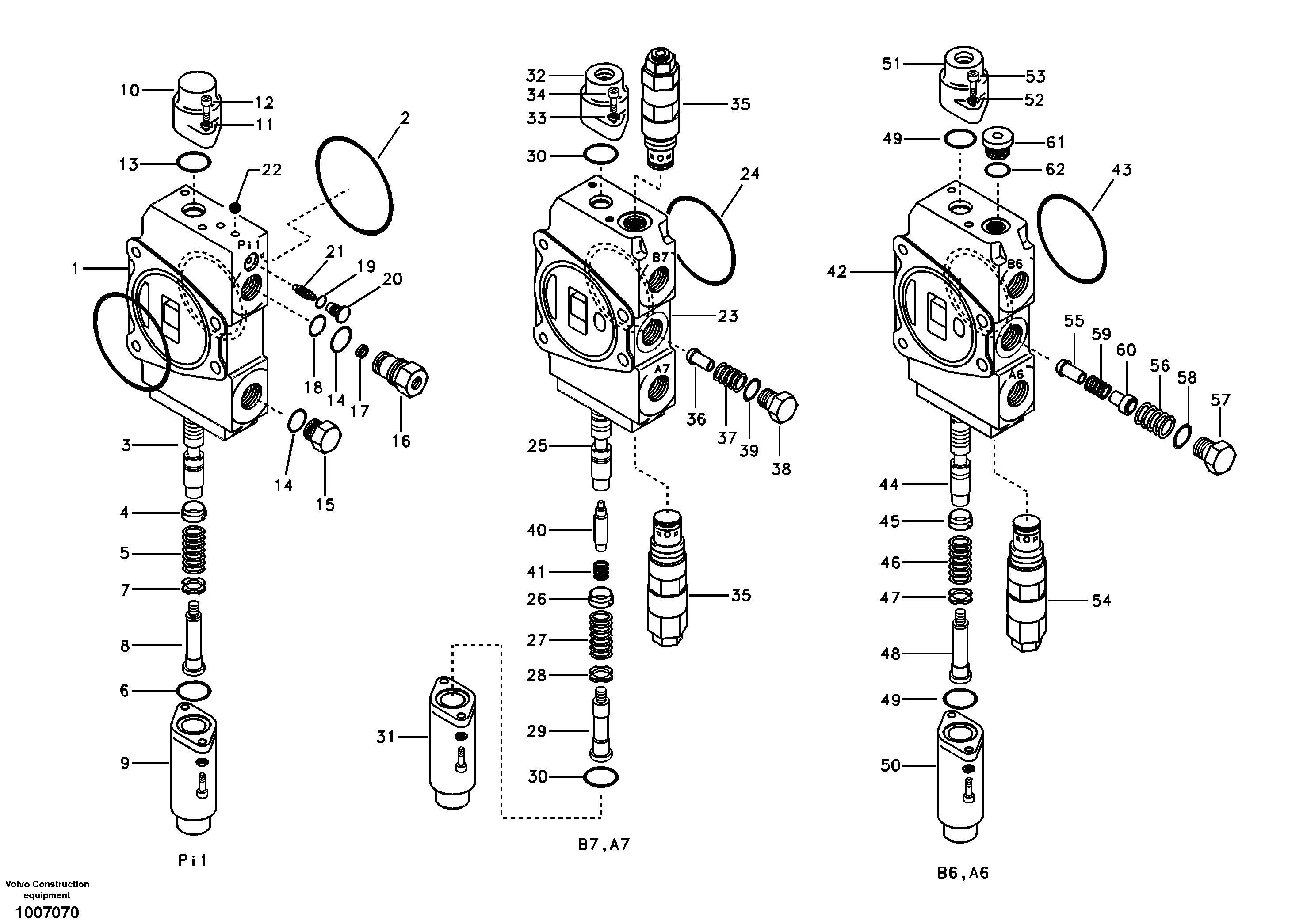 Схема запчастей Volvo EC55B - 91533 Main control valve, travel straight forward and dipper arm 1 and boom 2 