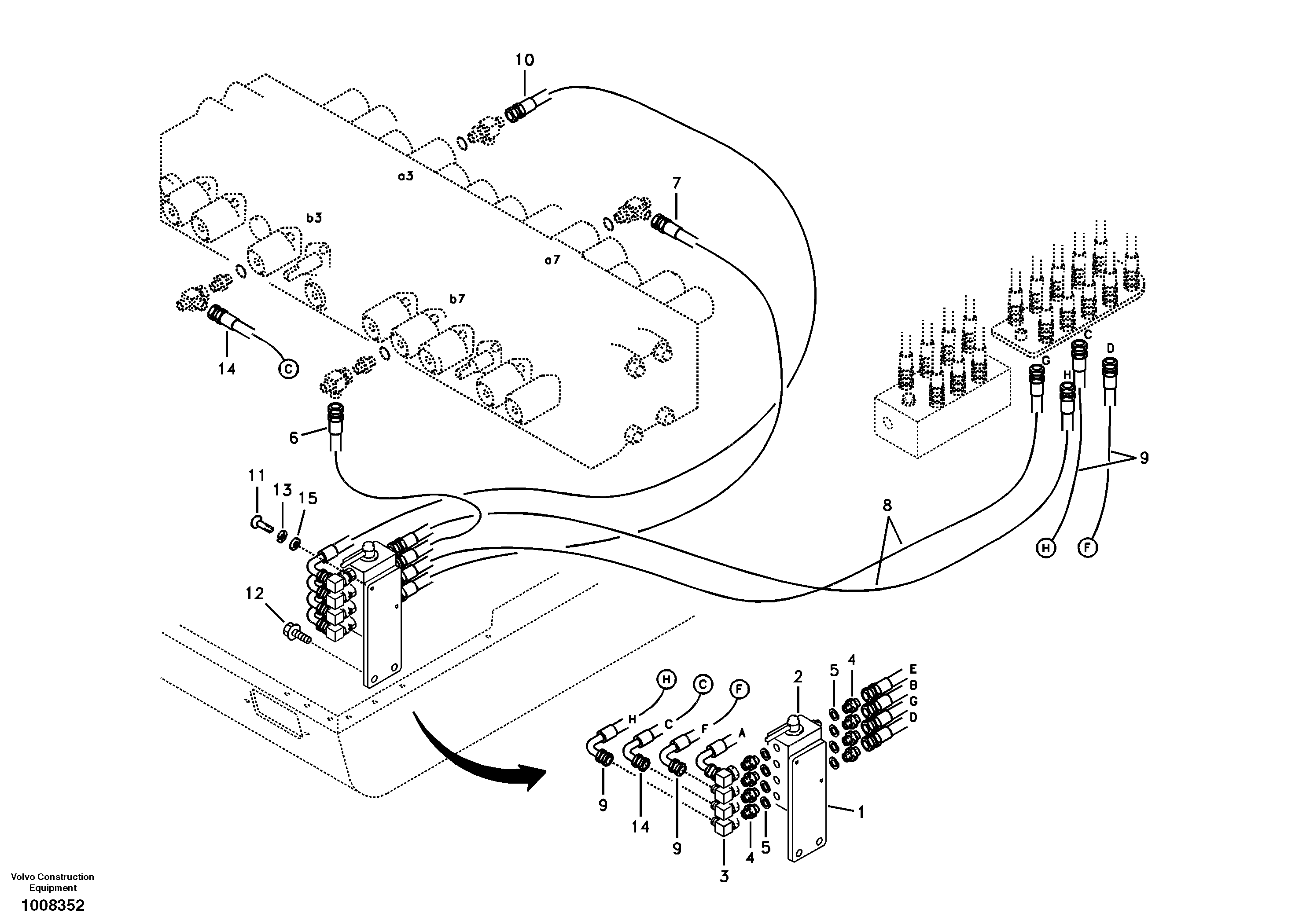 Схема запчастей Volvo EC55B - 32273 Servo system, changing lever function 