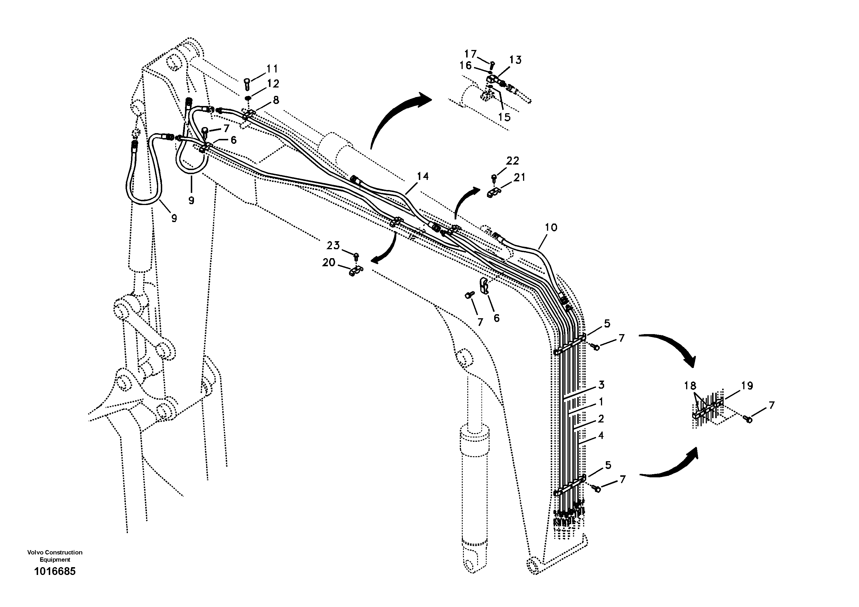 Схема запчастей Volvo EC55B - 34898 Working hydraulic, dipper arm cylinder on boom 