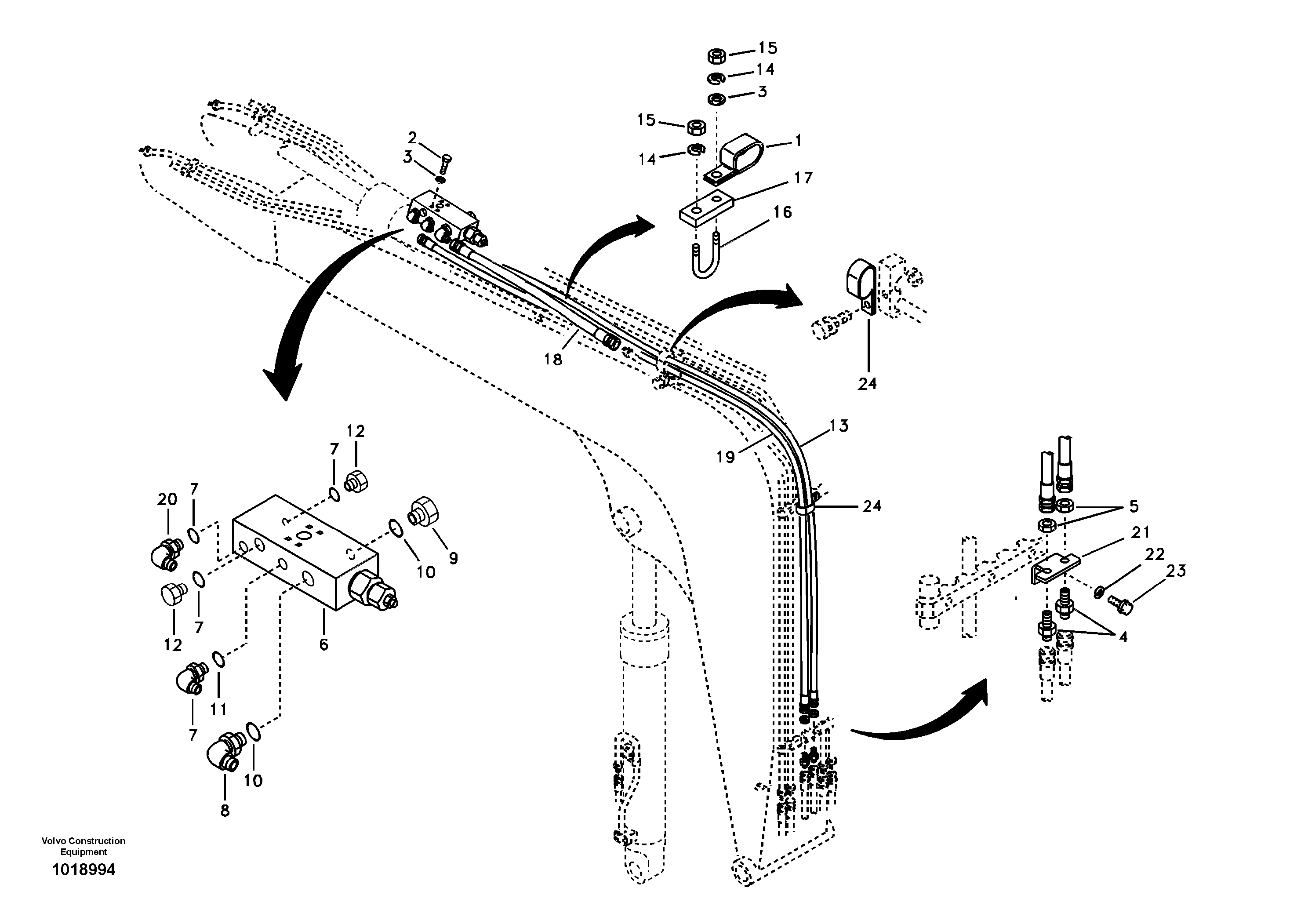 Схема запчастей Volvo EC55B - 34904 Working hydraulic, dipper arm rupture 